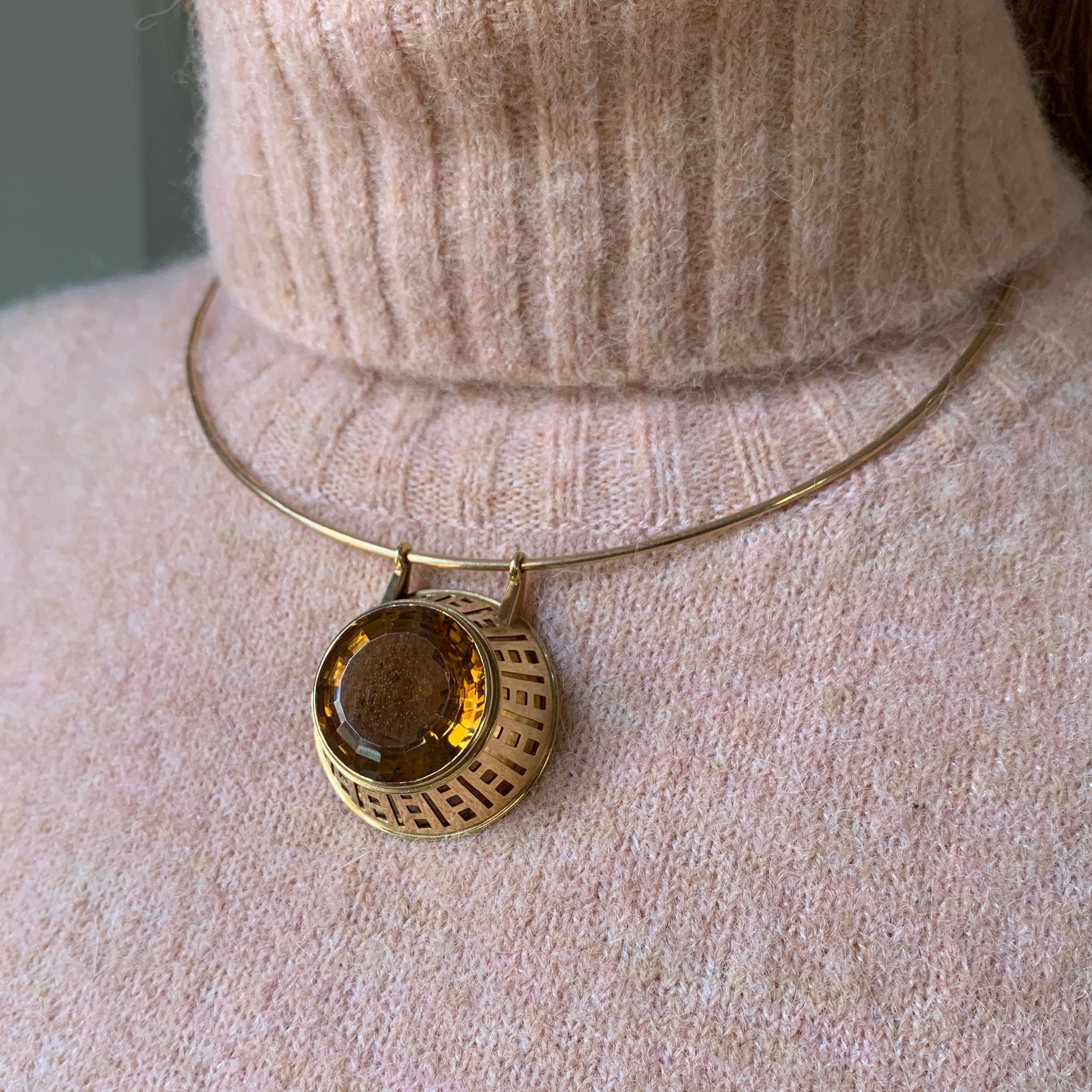 Mixed Cut Sigurd Persson Nordic Scandinavian Modernist Citrine and Gold Necklace 1960 For Sale