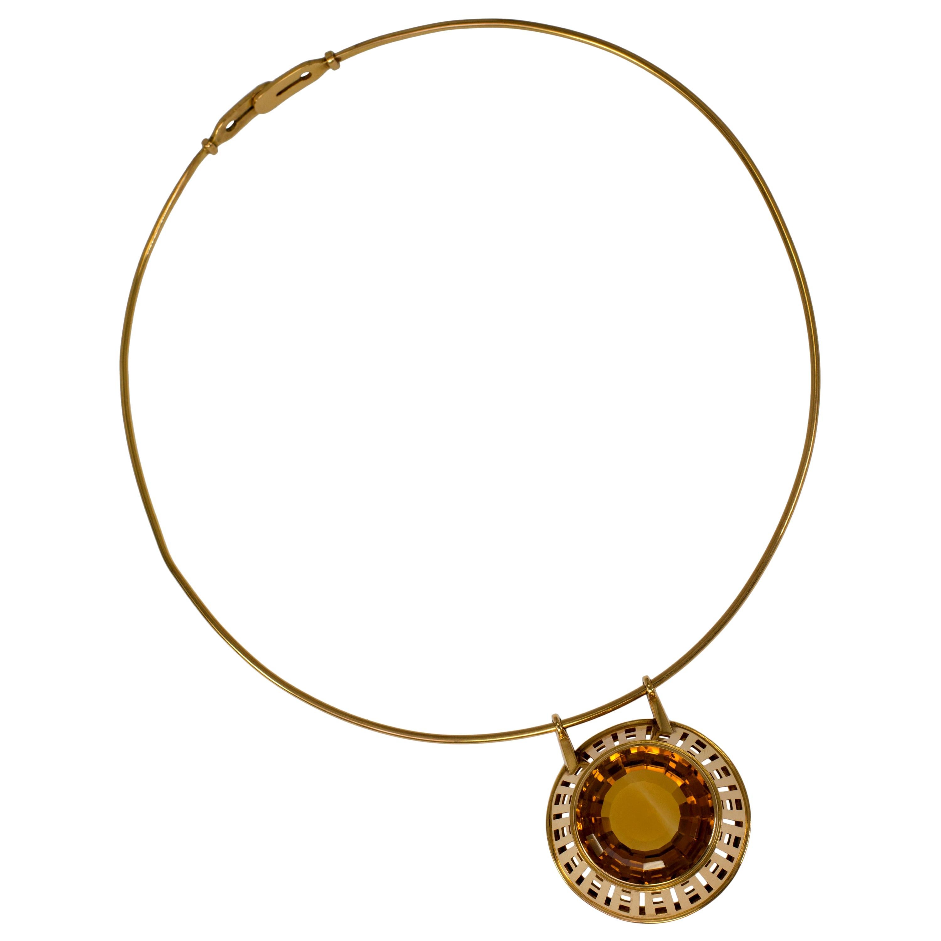 Sigurd Persson Nordic Scandinavian Modernist Citrine and Gold Necklace 1960 For Sale