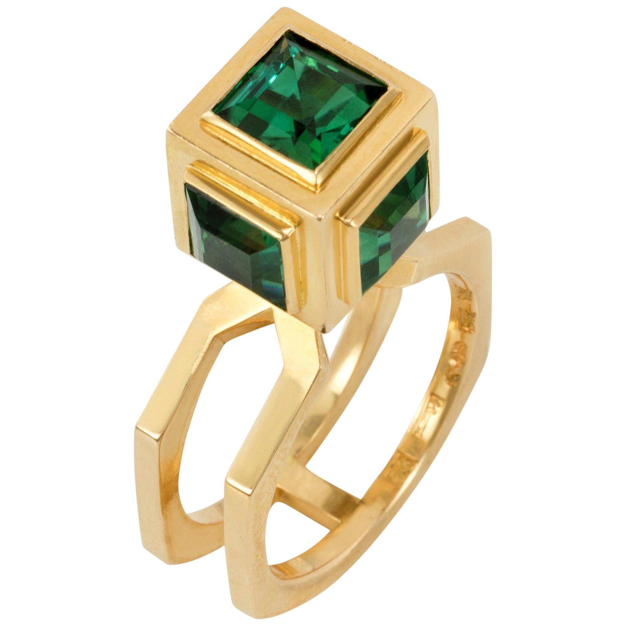 Sigurd Persson Green Tourmaline and Gold Ring 1960