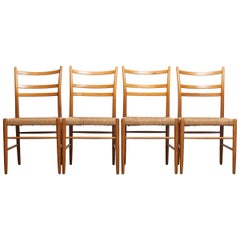 1960 Slim Beech Seagrass Dining Chairs by Yngve Ekström 'Gracell' by Gemla