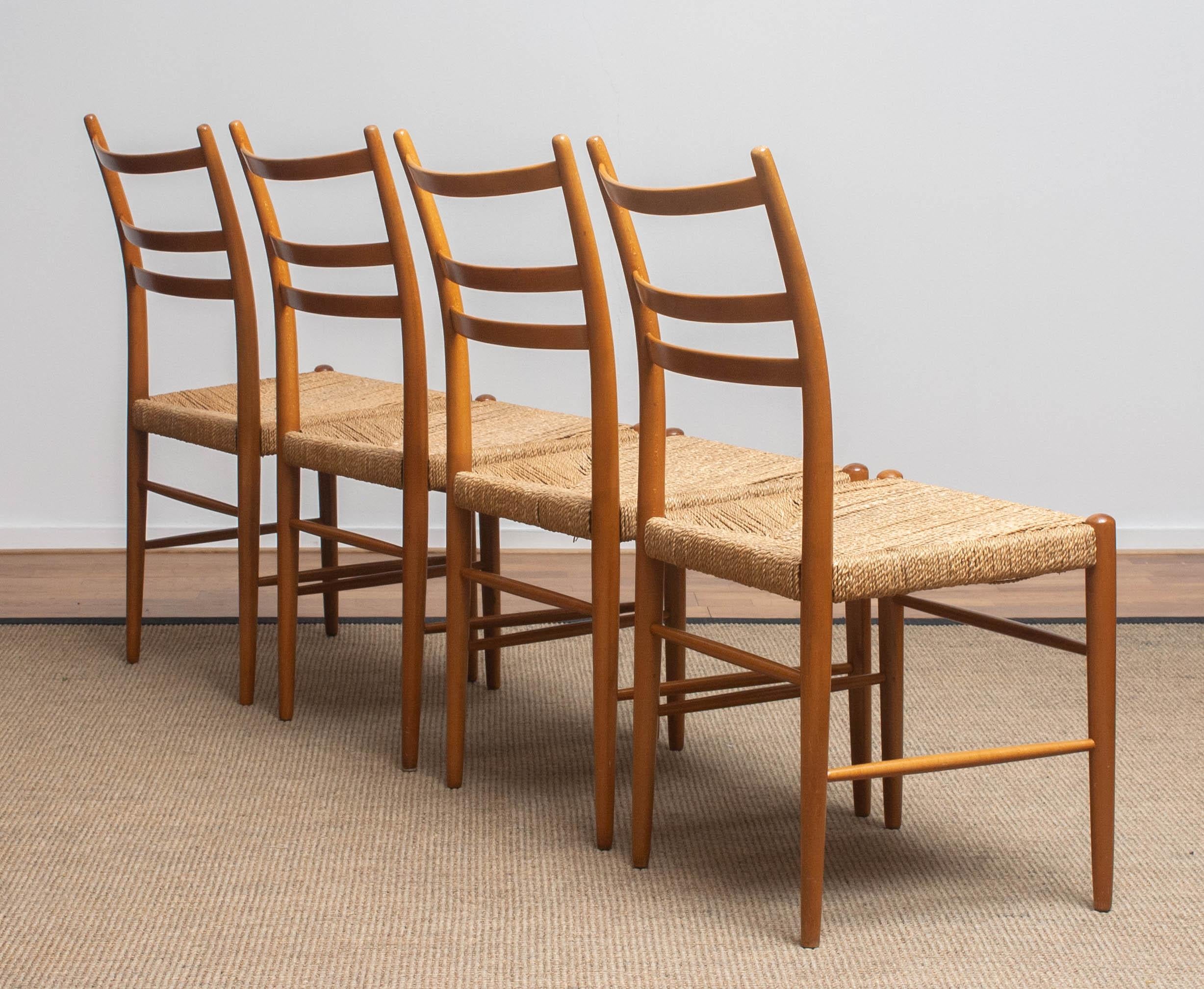 1960 Slim Beech Seagrass Dining Chairs by Yngve Ekström 'Gracell' by Gemla 5