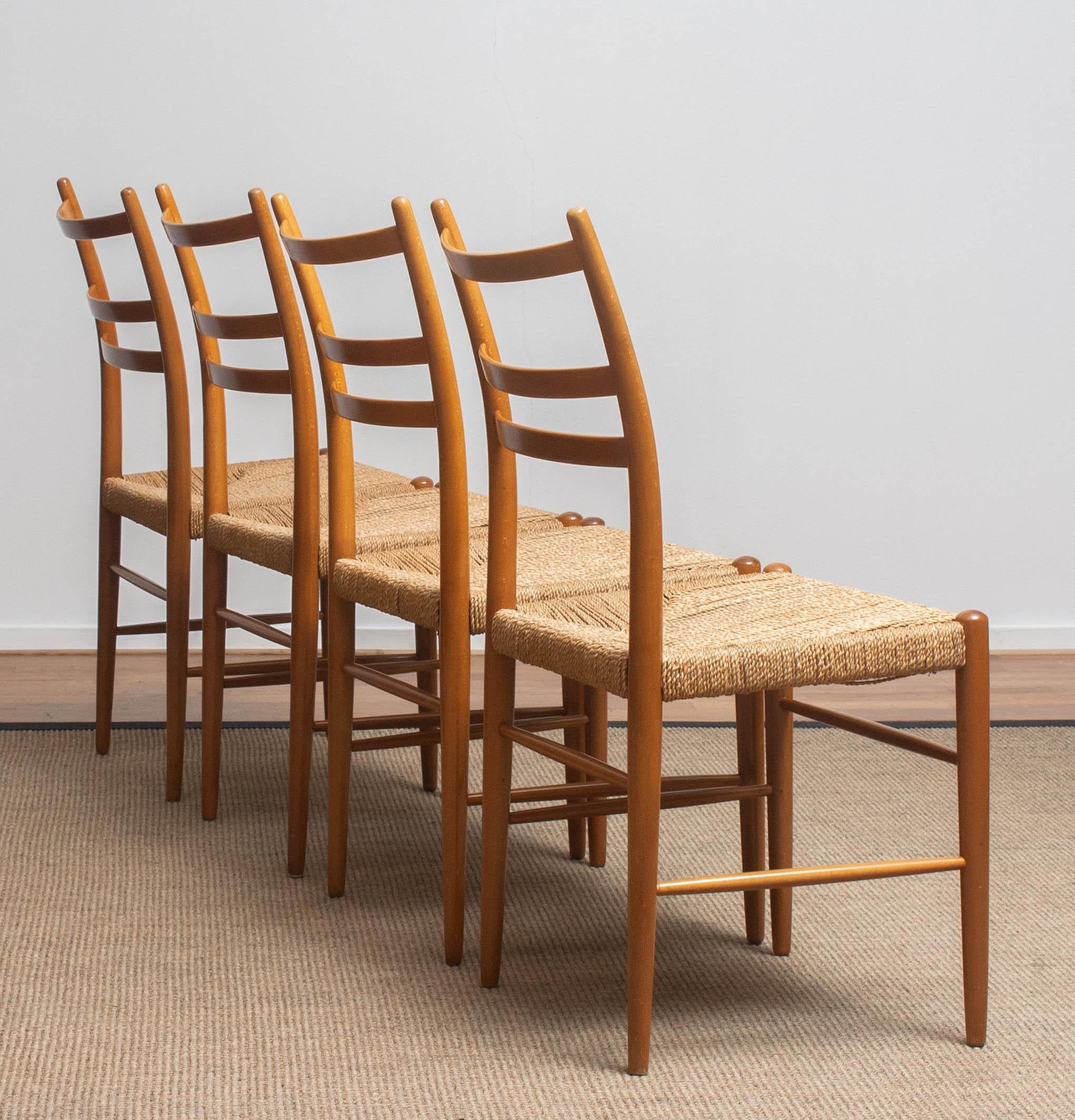 1960 Slim Beech Seagrass Dining Chairs by Yngve Ekström 'Gracell' by Gemla 6