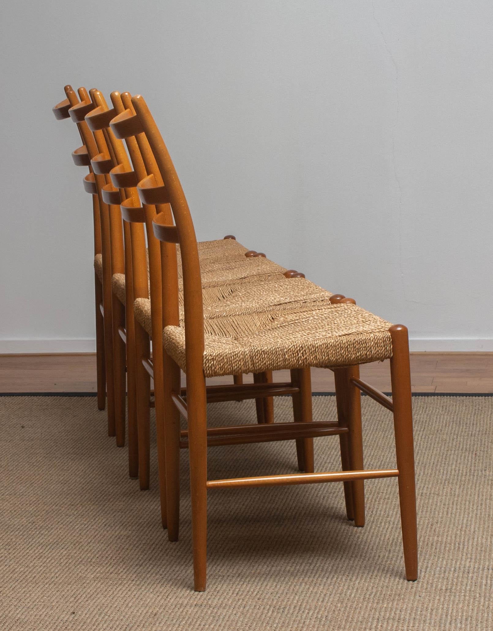 1960 Slim Beech Seagrass Dining Chairs by Yngve Ekström 'Gracell' by Gemla 7