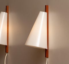 1960 Slim Teak Wall Lights by Uno & Östen Kristiansson for Luxus Vittsjö, Sweden