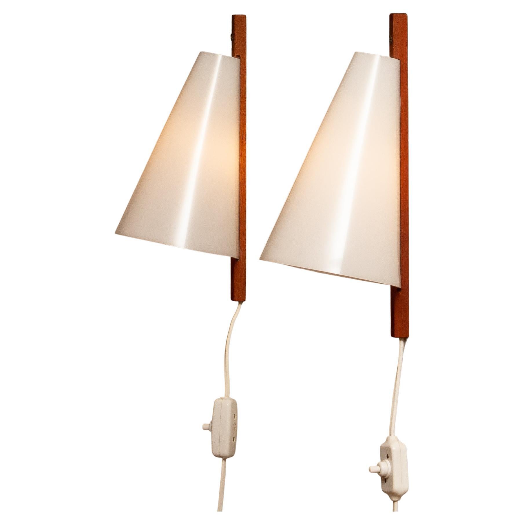 1960 Slim Teak Wall Lights by Uno & Östen Kristiansson for Luxus Vittsjö, Sweden