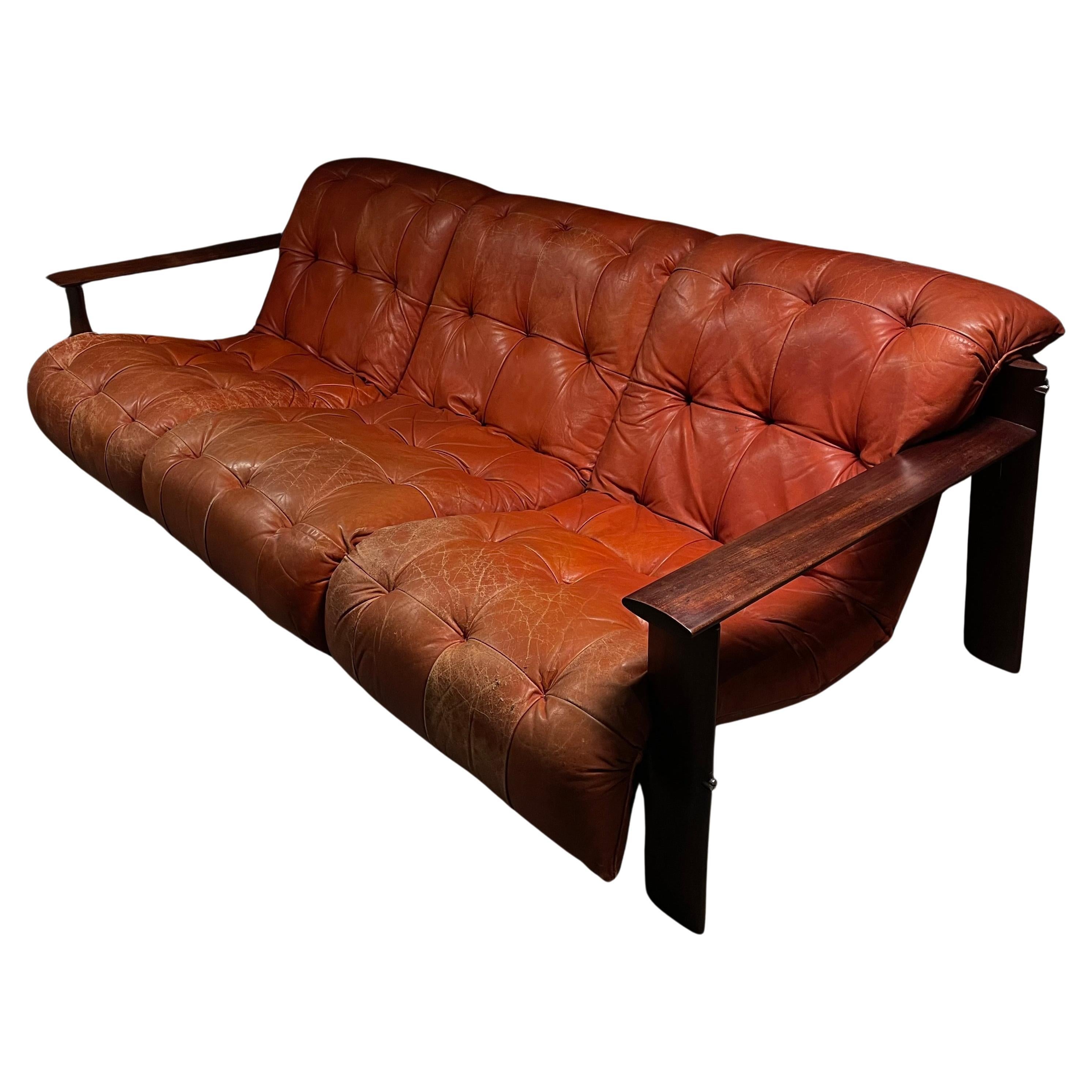 1960 Sofa Mp129 Leather tufted  by Percival Lafer For Sale