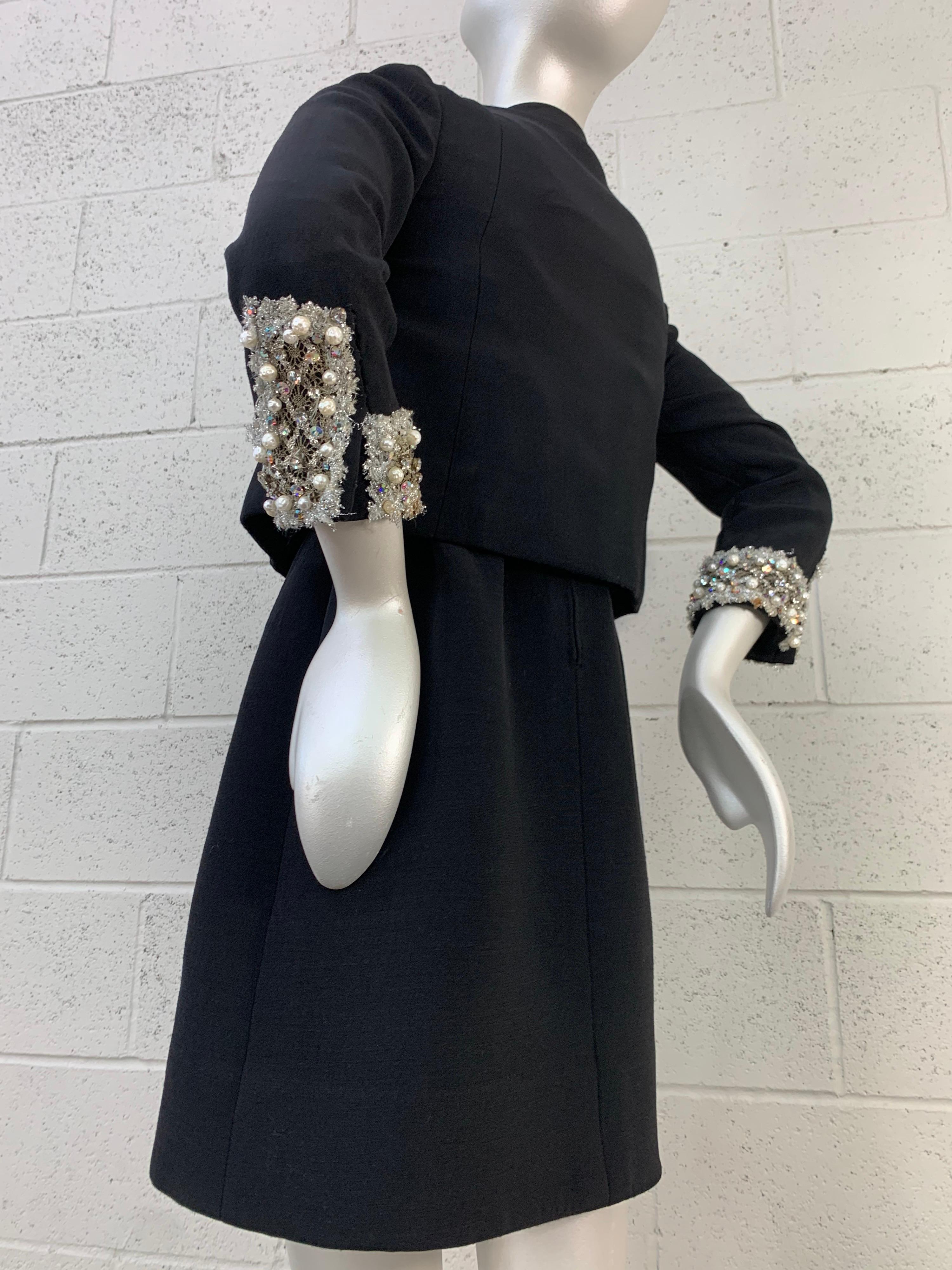 Noir Sophie-Saks Fifth Avenue - Robe babydoll noire et veste boléro en dentelle, style mod, 1960 en vente