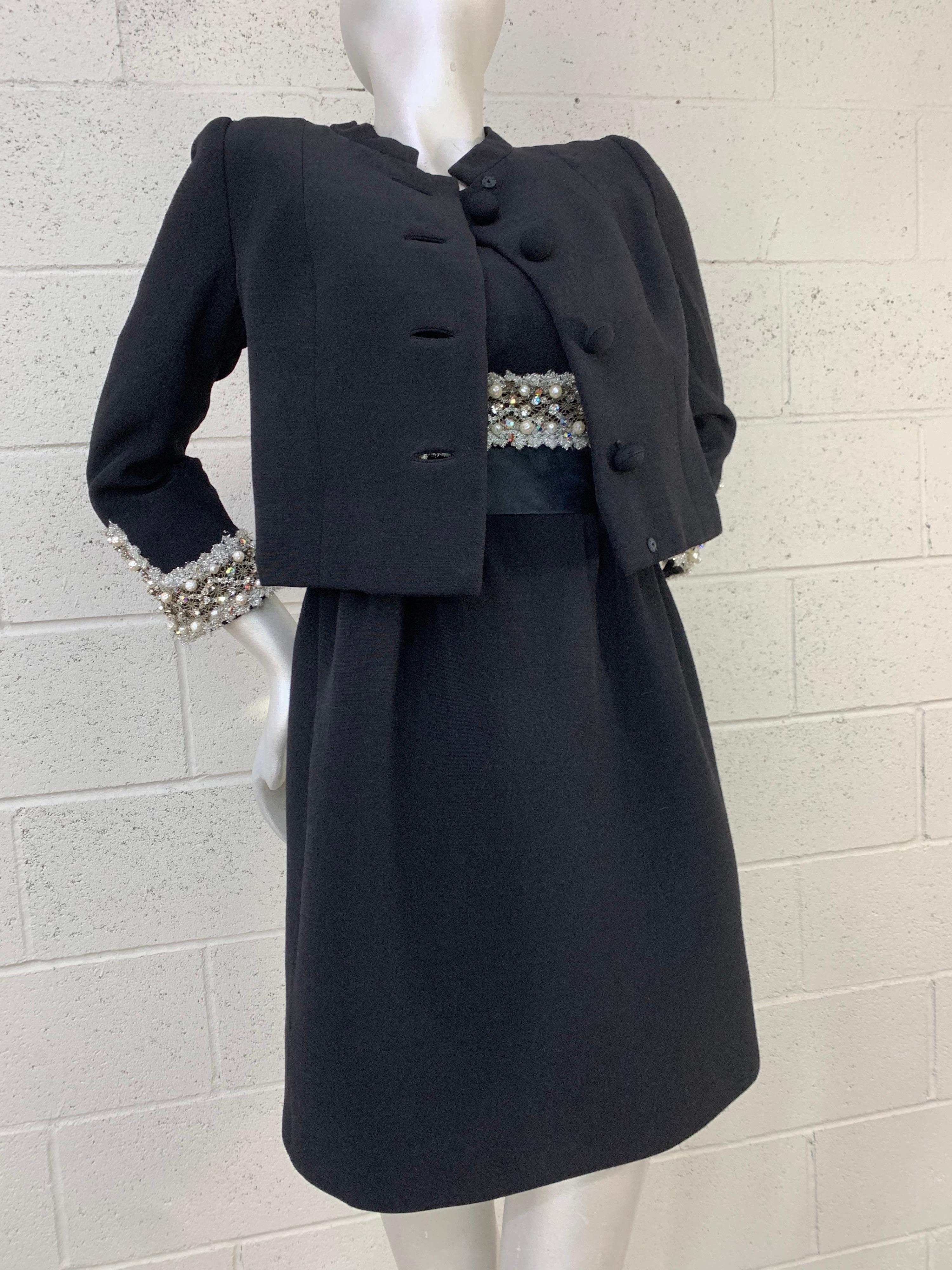 Sophie-Saks Fifth Avenue - Robe babydoll noire et veste boléro en dentelle, style mod, 1960 Bon état - En vente à Gresham, OR