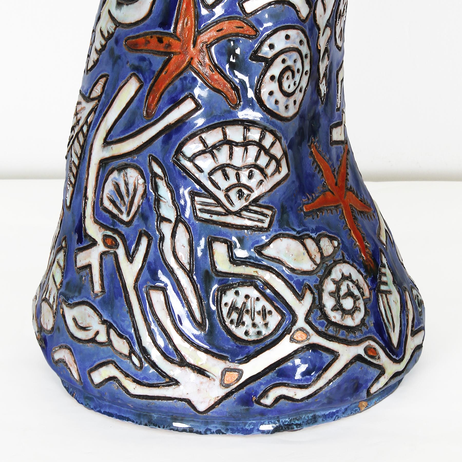 Mid-Century Modern Enameled Ceramic Vase by Régil (signed) - France, 1960s For Sale 3