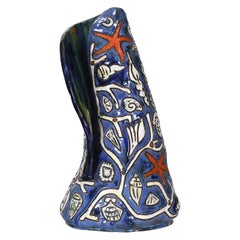 1960 Spectacular Enameled Ceramic Vase by Régil (signed), France