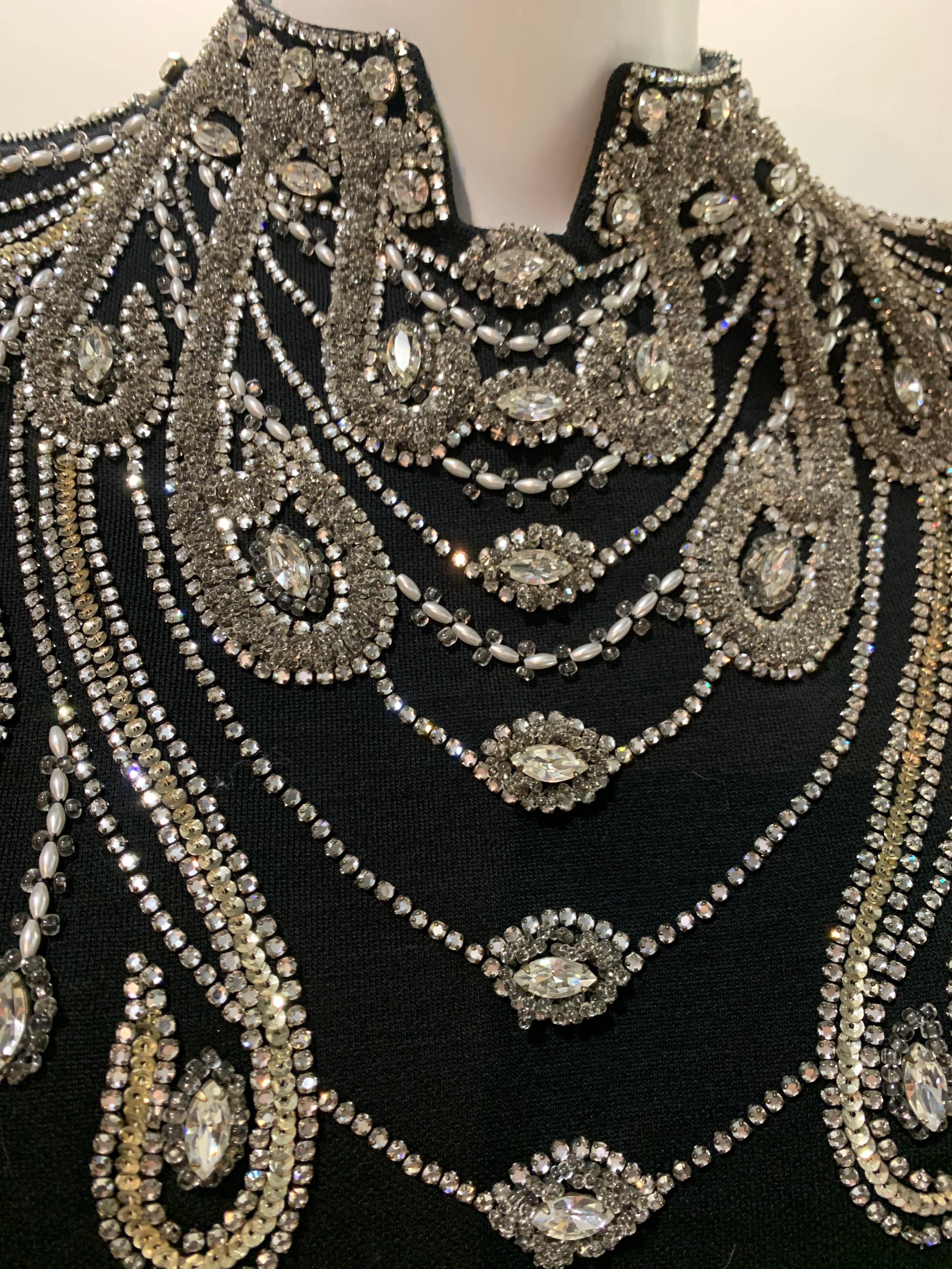 1960 Spectacular Mr. Blackwell Custom Rhinestone Jeweled Black Cocktail Dress For Sale 9