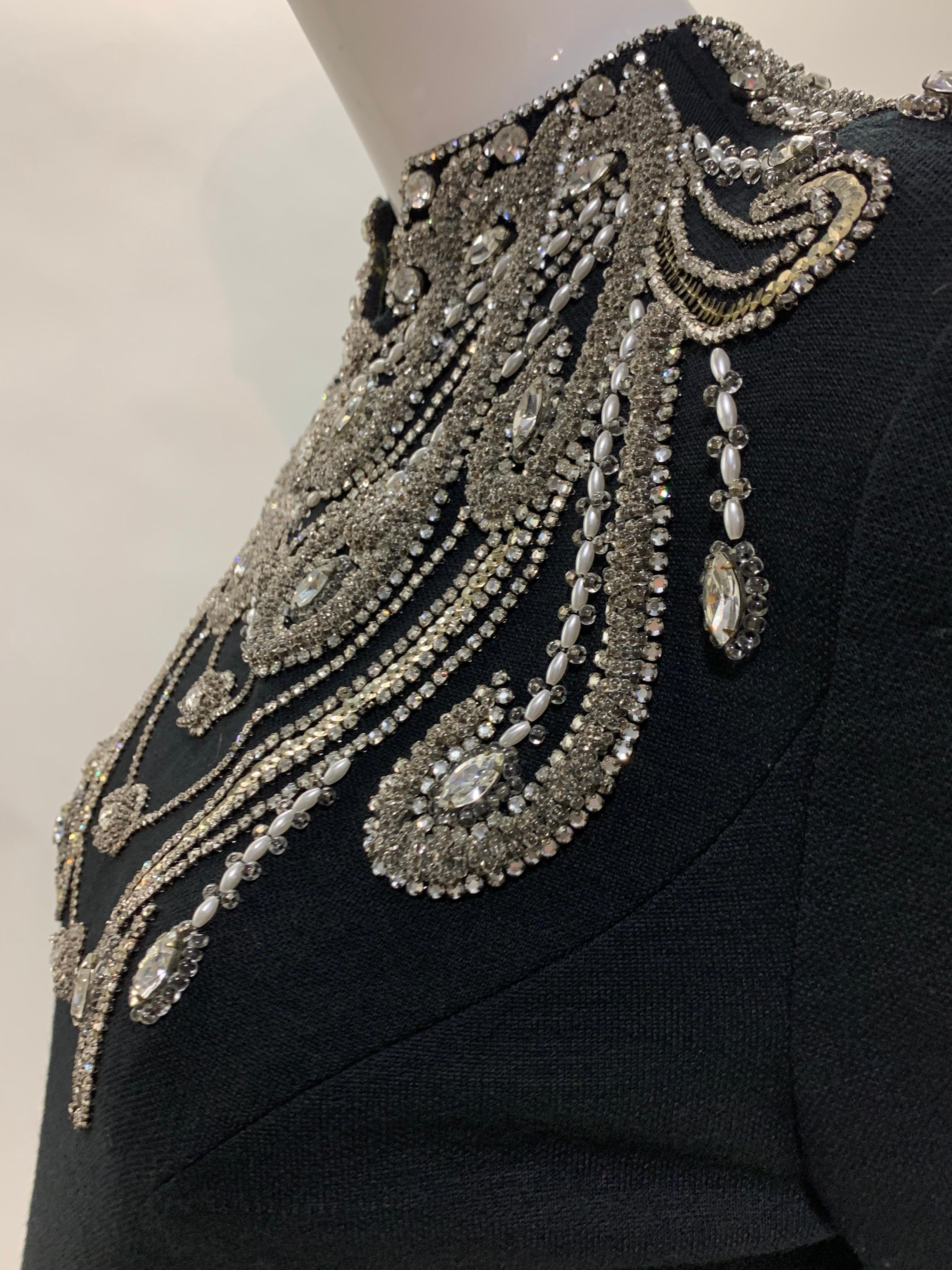 1960 Spectacular Mr. Blackwell Custom Rhinestone Jeweled Black Cocktail Dress For Sale 2