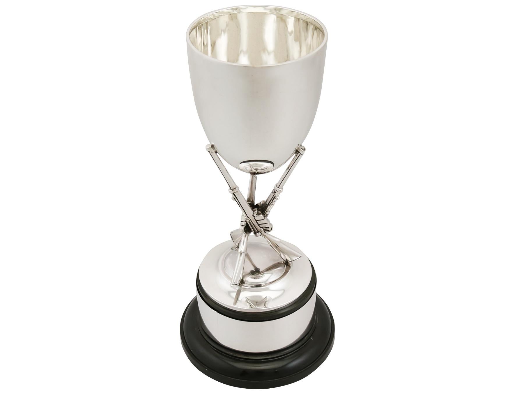 British 1960 Sterling Silver Rifle Presentation Cup by Robert Pringle & Sons