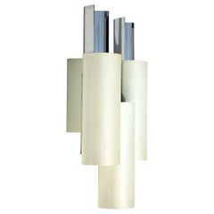 1960 Stilnovo Italian Design Space Age White and Chrome Wall Lamp