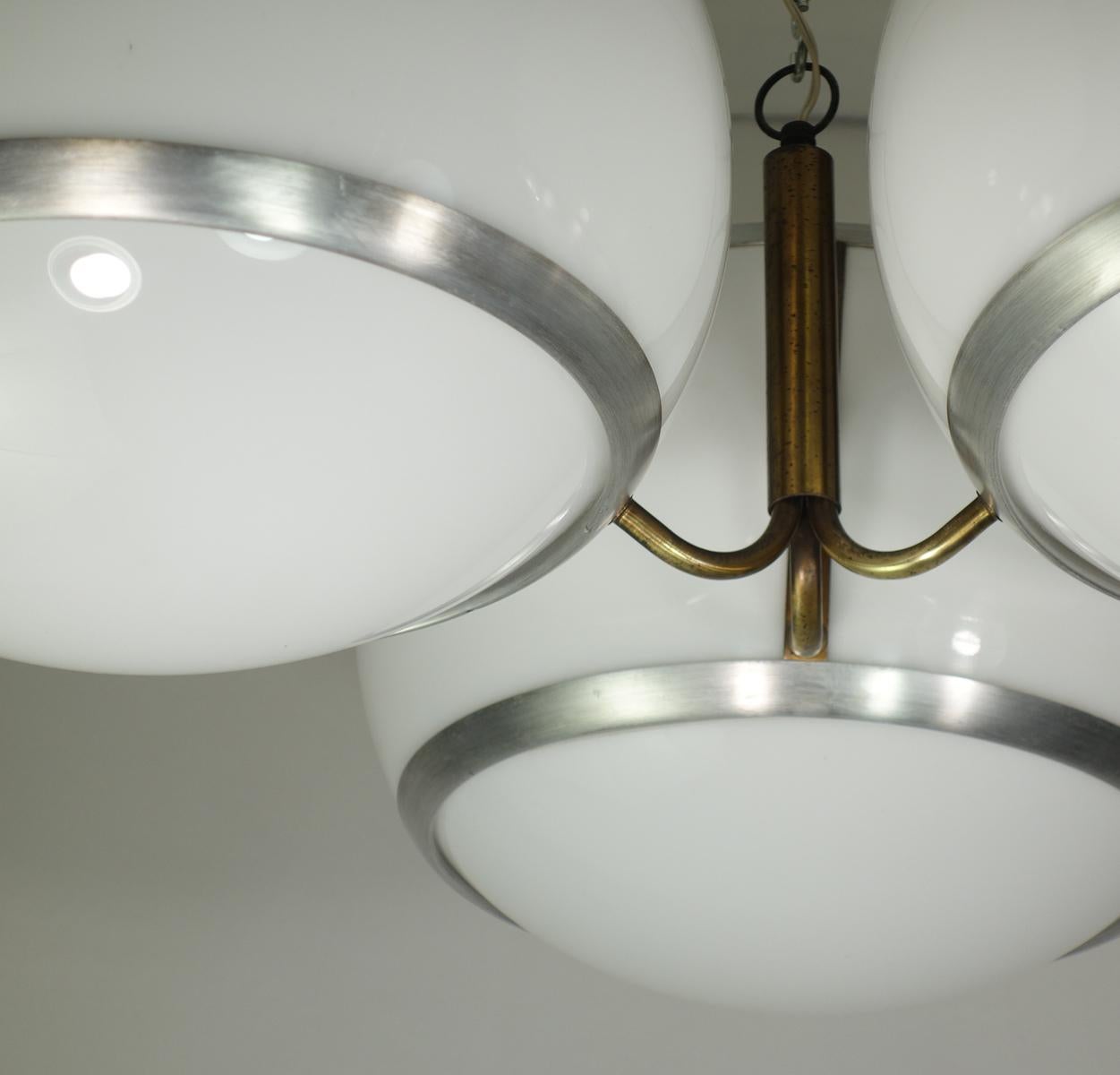 Space Age 1960 Stilux Italian Space AGE Design White Perspex Flush Mount Ceiling Lamp in vendita