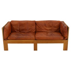 1960 Tage Poulsen Two-Seater Sofa In Cognac Leather, Denmark