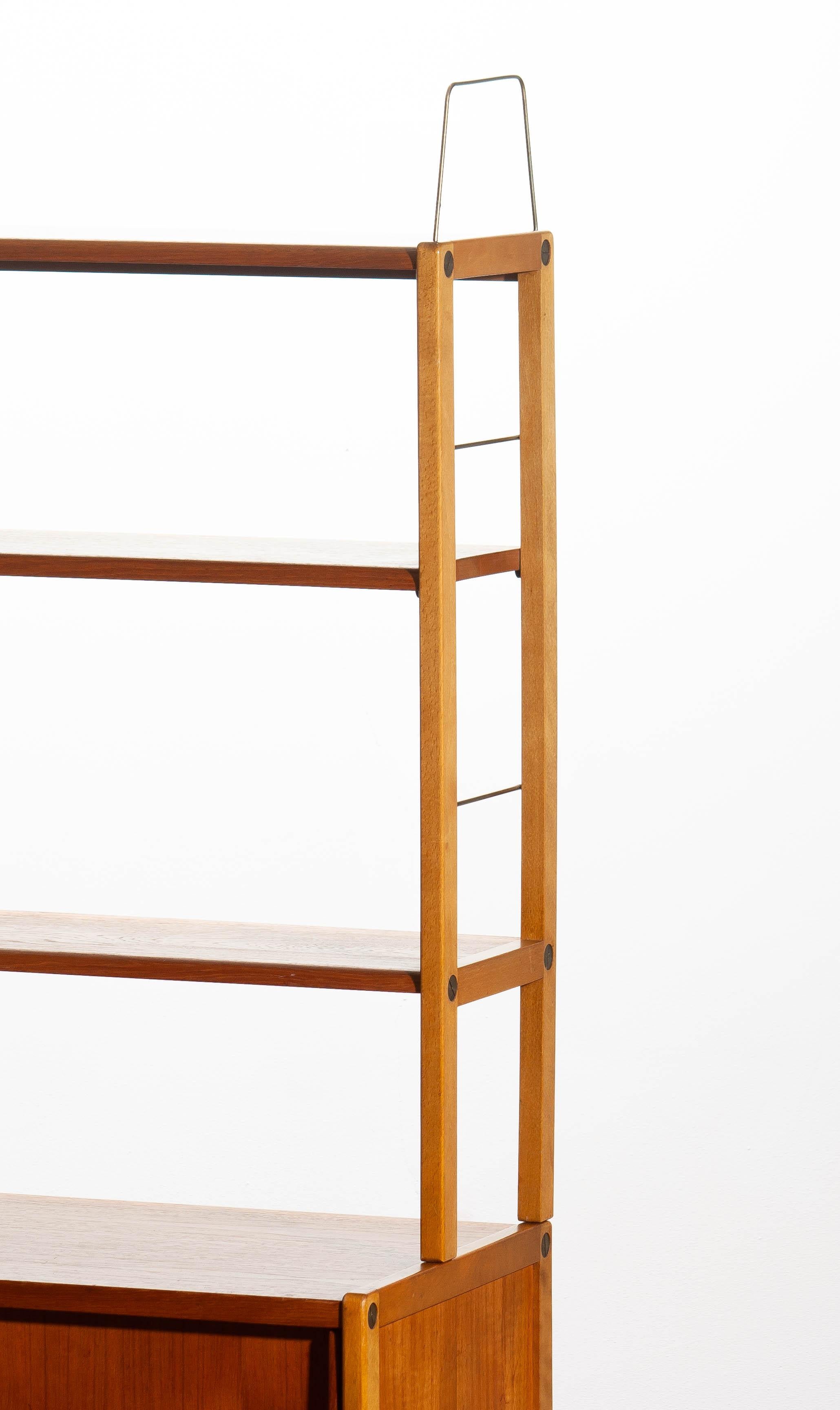 1960, Teak, Brass and Beech Bookcase by Bertil Fridhagen for Bodafors, Sweden 7