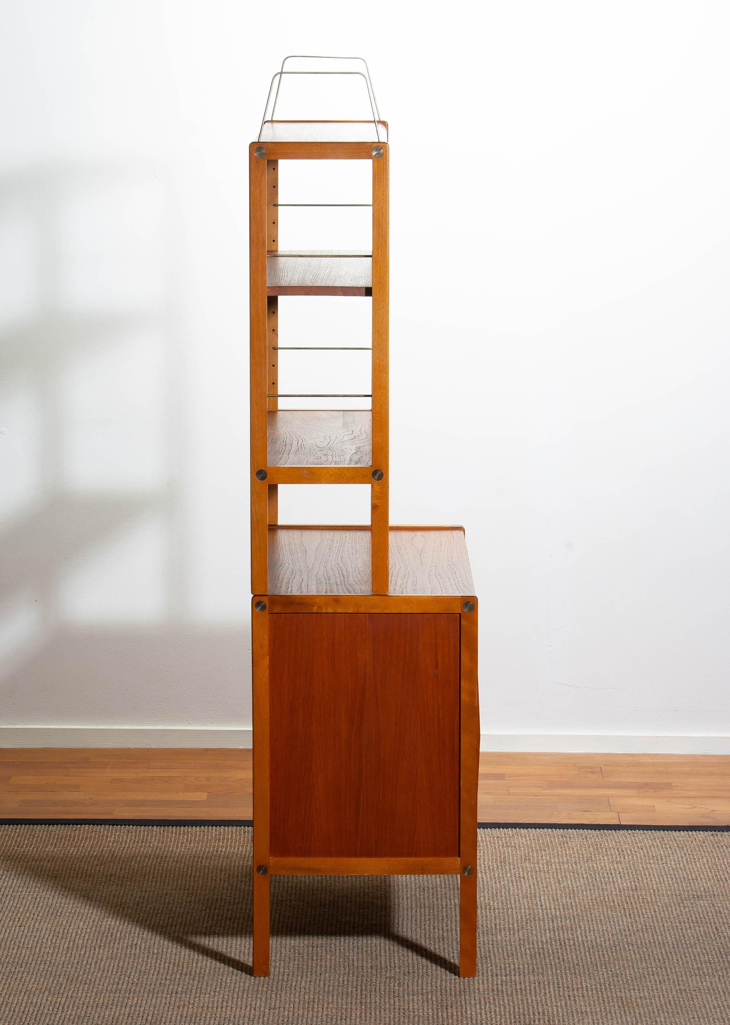 1960, Teak, Brass and Beech Bookcase by Bertil Fridhagen for Bodafors, Sweden 9