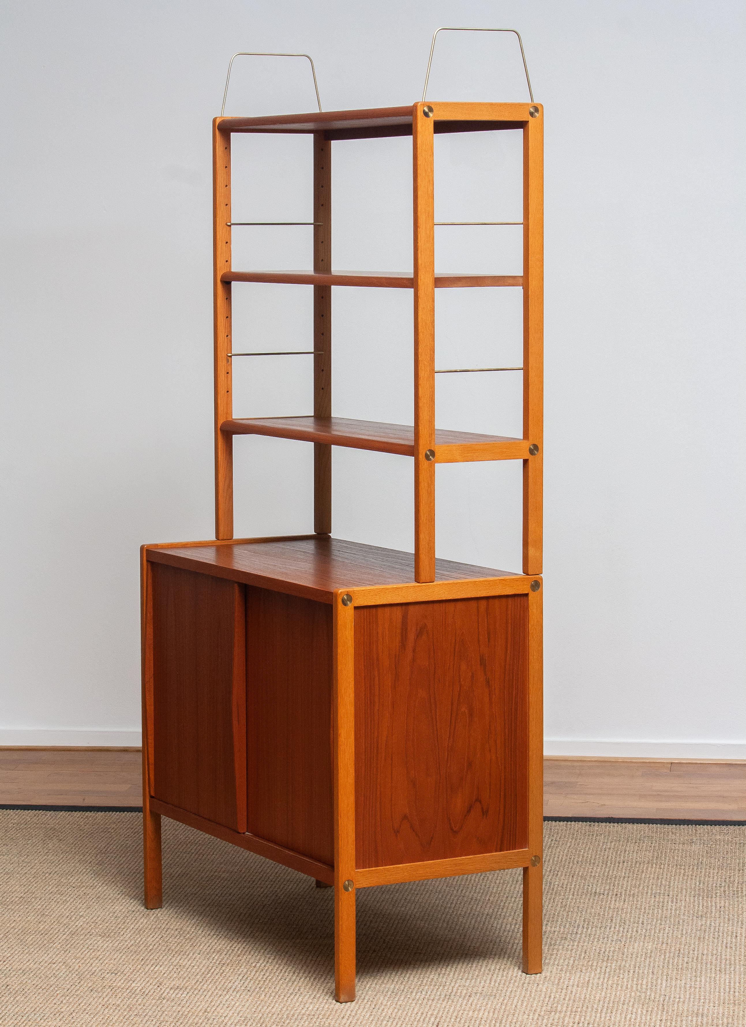 1960, Teak / Oak and Brass Bookcase by Bertil Fridhagen for Bodafors, Sweden 6