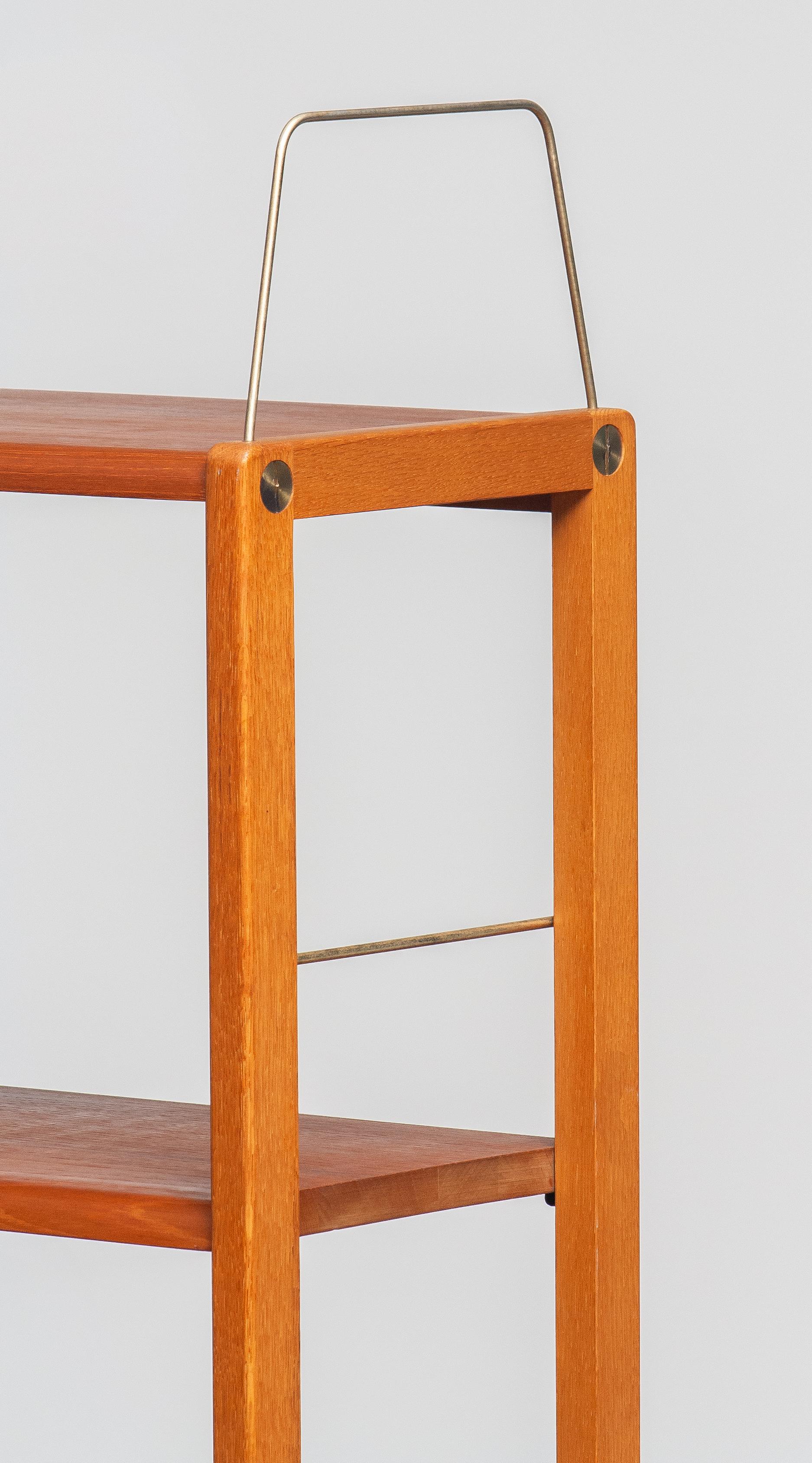 Veneer 1960, Teak, Oak and Brass Bookcase by Bertil Fridhagen for Bodafors, Sweden