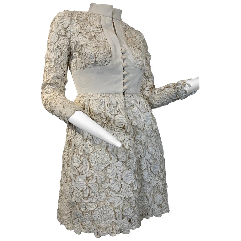 1960 Teal Traina Egg Shell Ribbon Lace Mini Dress W/ Wide Grosgrain Trim Size 4 1960 Teal Traina Egg Shell Ribbon Lace Mini Dress W/ Wide Grosgrain Trim Size 4