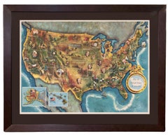 1960 "The 50 United States of America" Pictorial Map by Lorin Thompson