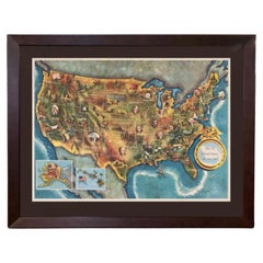 1960 "Los 50 Estados Unidos de América" Mapa pictórico de Lorin Thompson