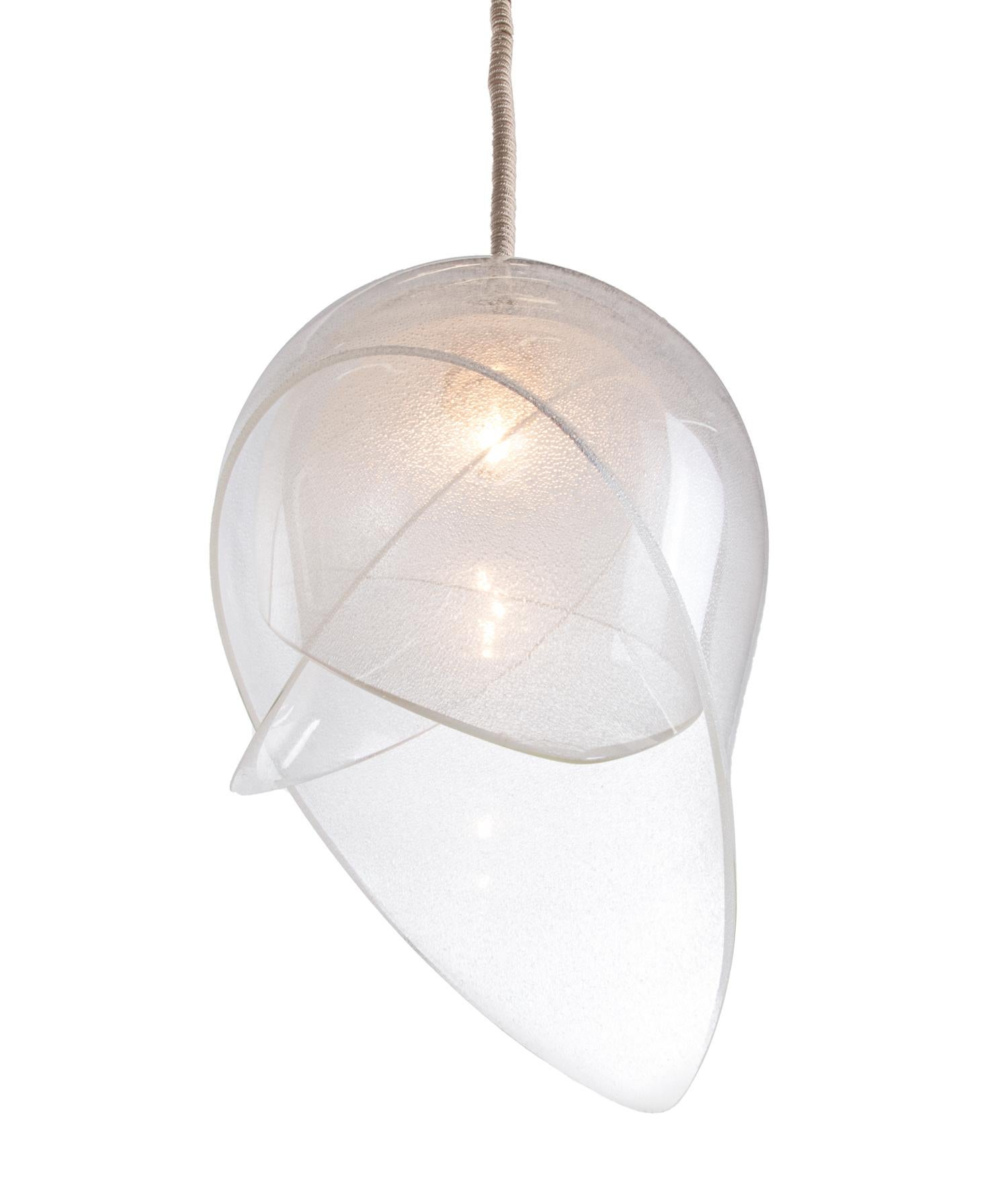 Mid-20th Century 1960 Three-Layer Murano Pulegoso Glass Petal Pendant by Carlo Nason for Mazzega For Sale