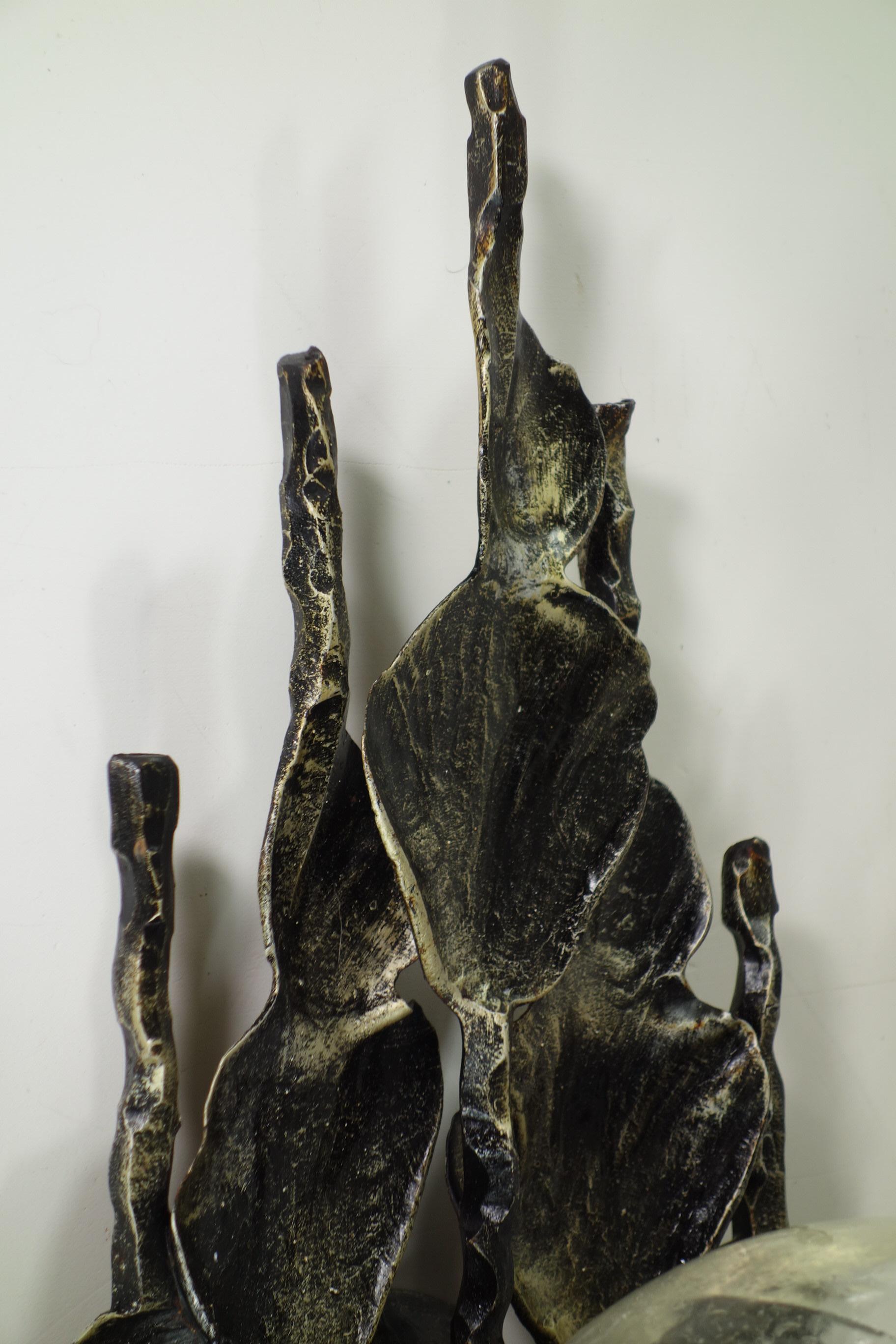 1960 Tom Ahlström Hans Ehrlich Brutalist Iron Glass Pair Wall Lamps Sconces For Sale 7