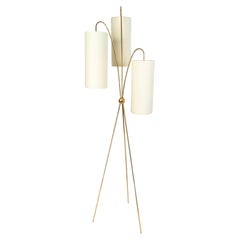 1960 Tripod floor lamp in gilded brass, "lampion" model Maison Lunel