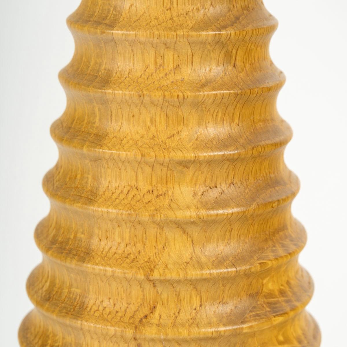 British 1960 Turned olive wood lamp signed Conran For Sale