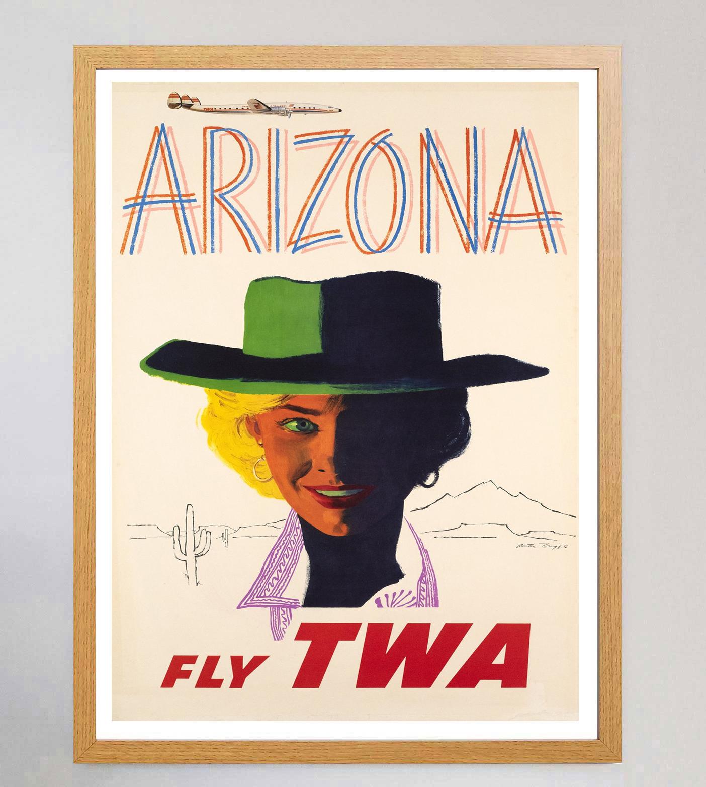 Mid-Century Modern TWA - Affiche vintage originale d'Arizona, 1960 en vente
