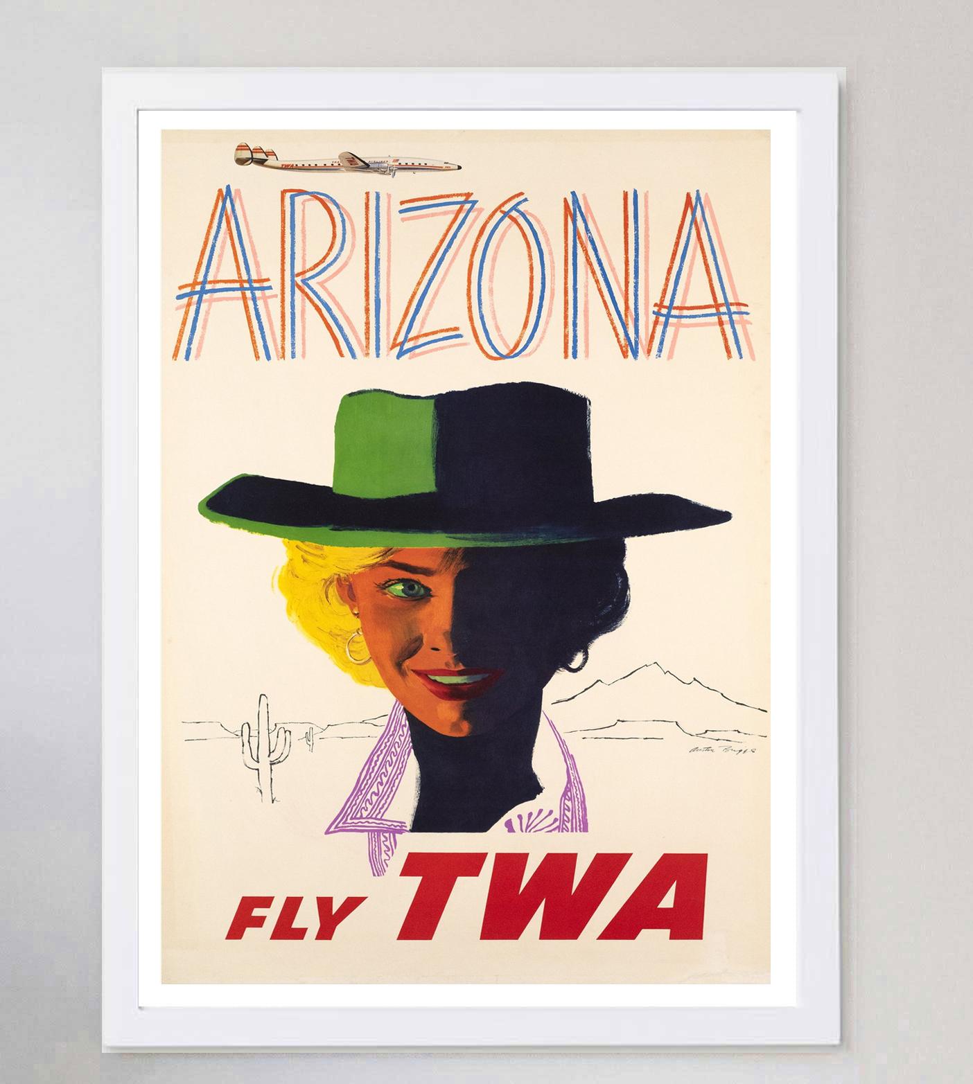 Américain TWA - Affiche vintage originale d'Arizona, 1960 en vente