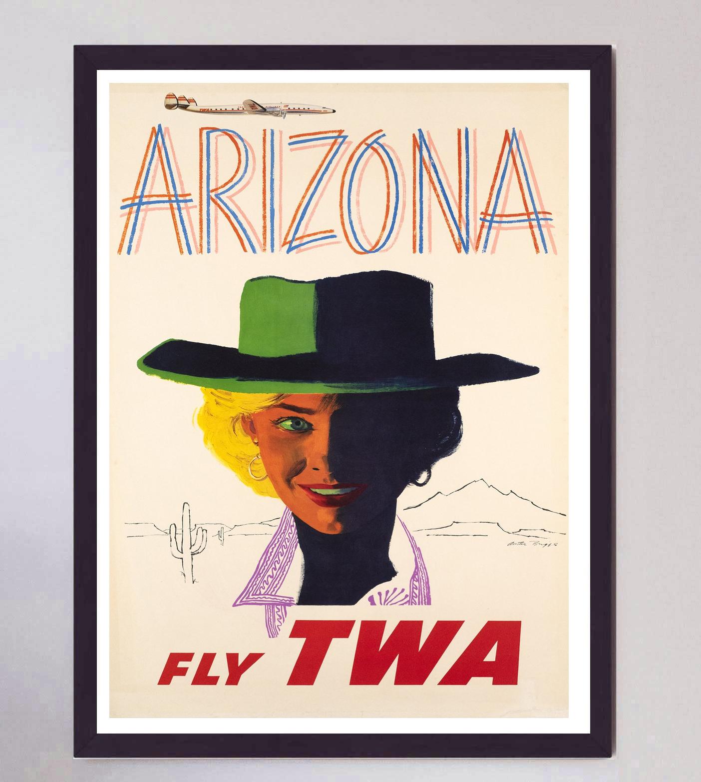 1960 TWA, Arizona Original Vintage Poster In Good Condition For Sale In Winchester, GB