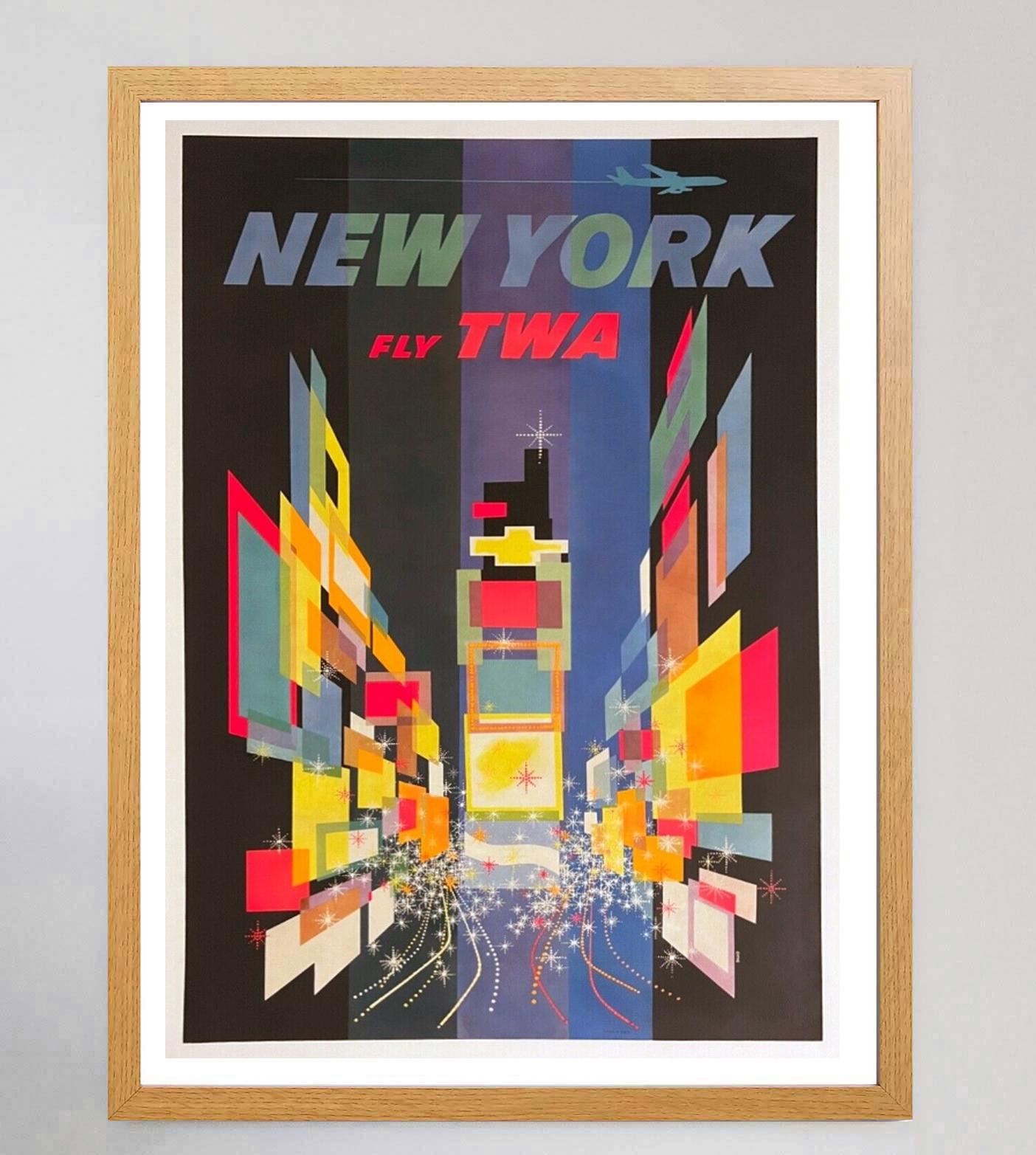 Original-Vintage-Poster, TWA – New York, 1960 (Moderne der Mitte des Jahrhunderts) im Angebot