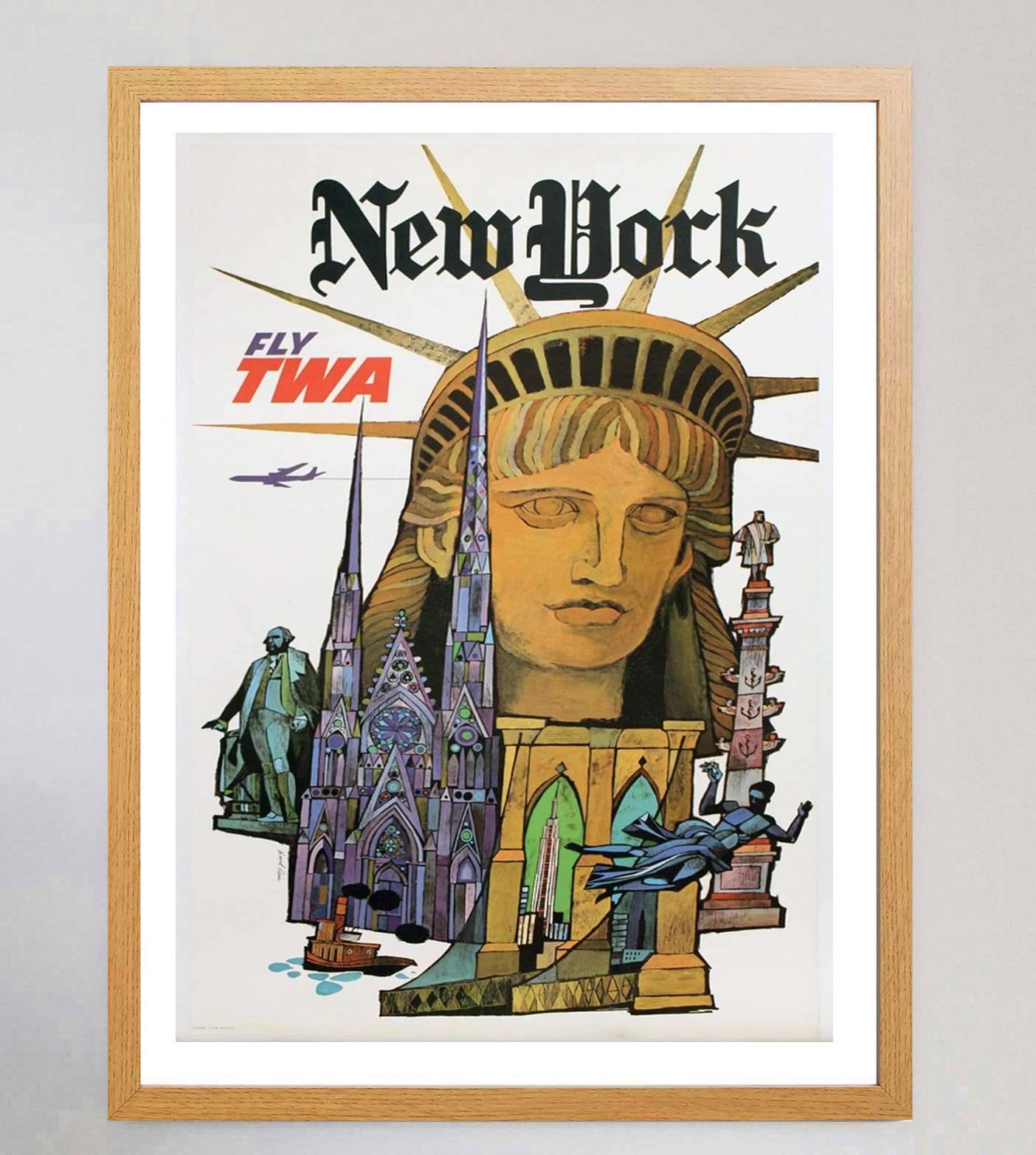 Original-Vintage-Poster, TWA – New York, 1960 (Moderne der Mitte des Jahrhunderts) im Angebot