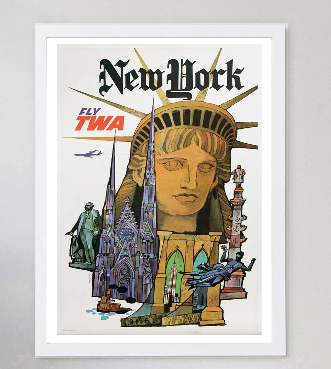American 1960 TWA, New York Original Vintage Poster For Sale