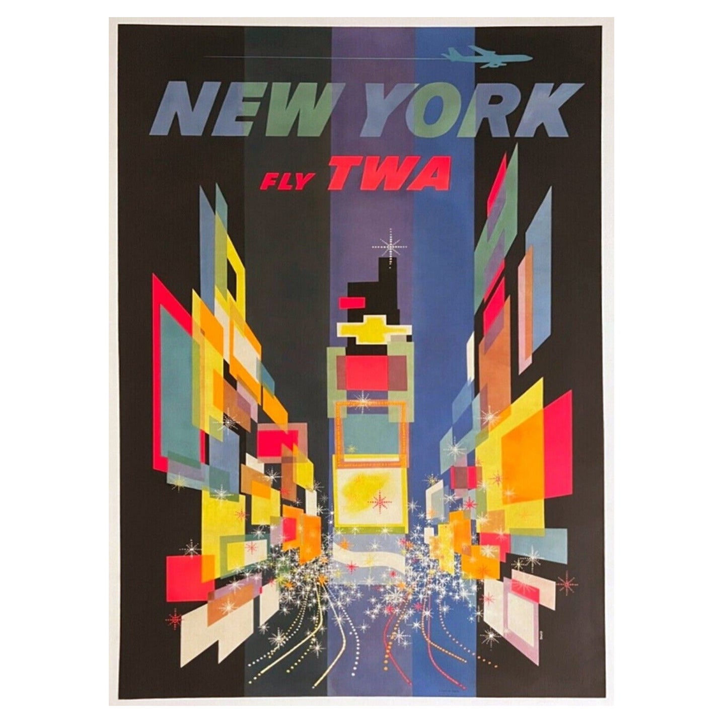 1960 TWA - New York Poster originale d'epoca