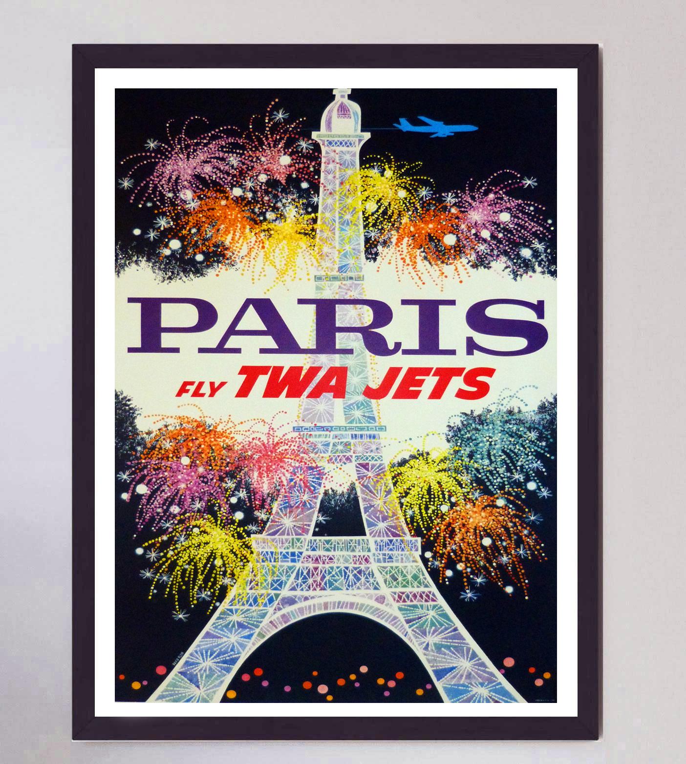 Milieu du XXe siècle TWA - Paris - Affiche originale vintage de 1960 en vente