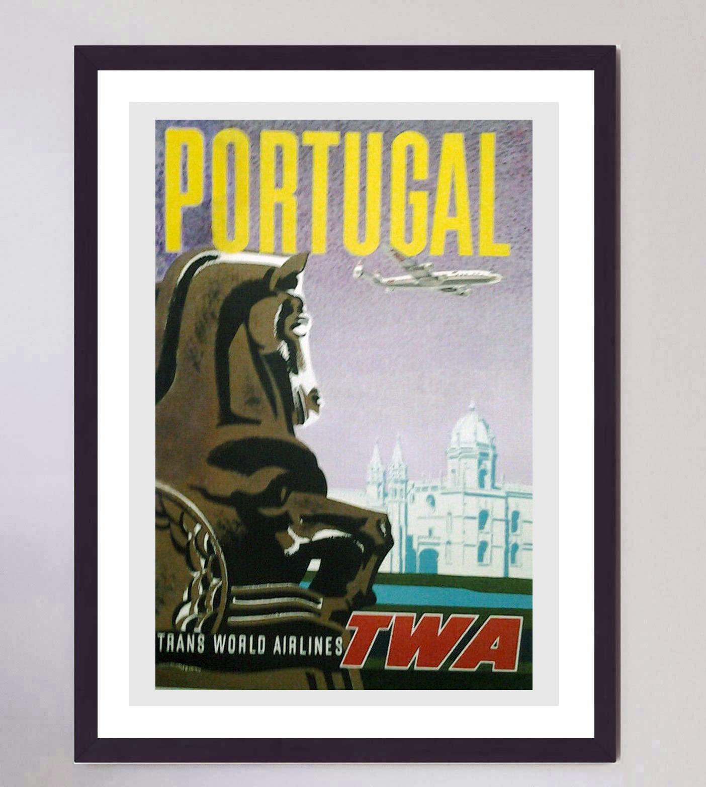 Mid-20th Century 1960 TWA - Portugal Original Vintage Poster For Sale
