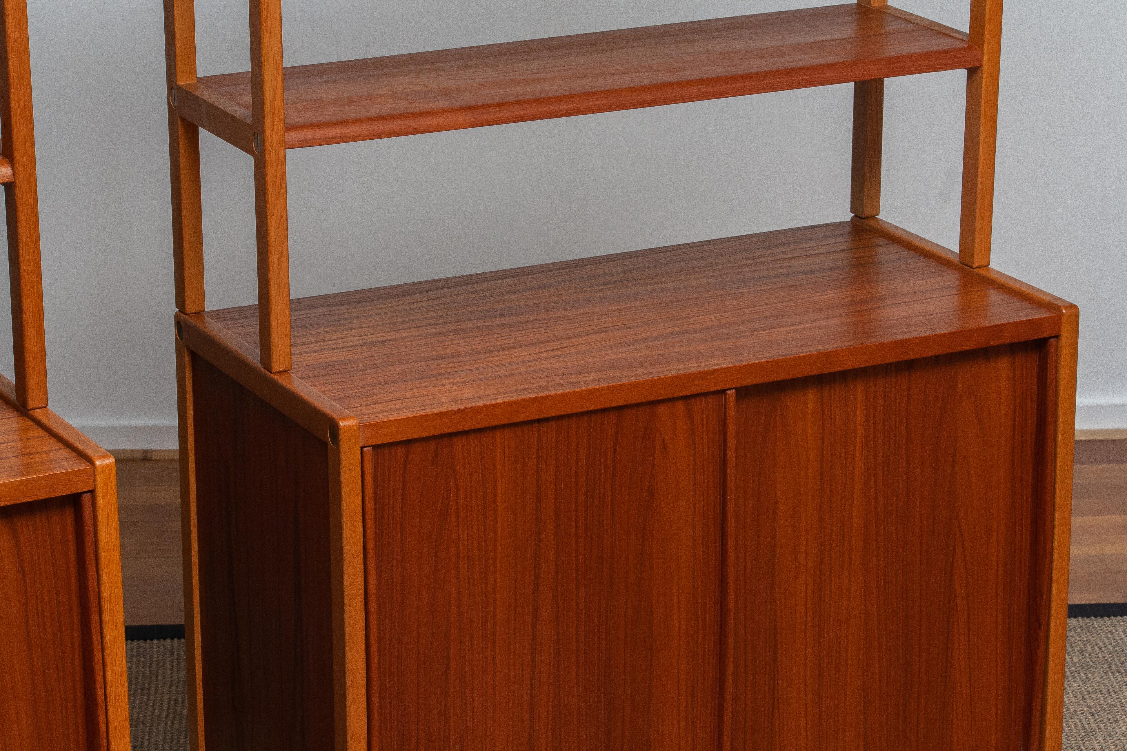 1960, Two Teak / Oak / Brass Bookcases by Bertil Fridhagen for Bodafors, Sweden 6