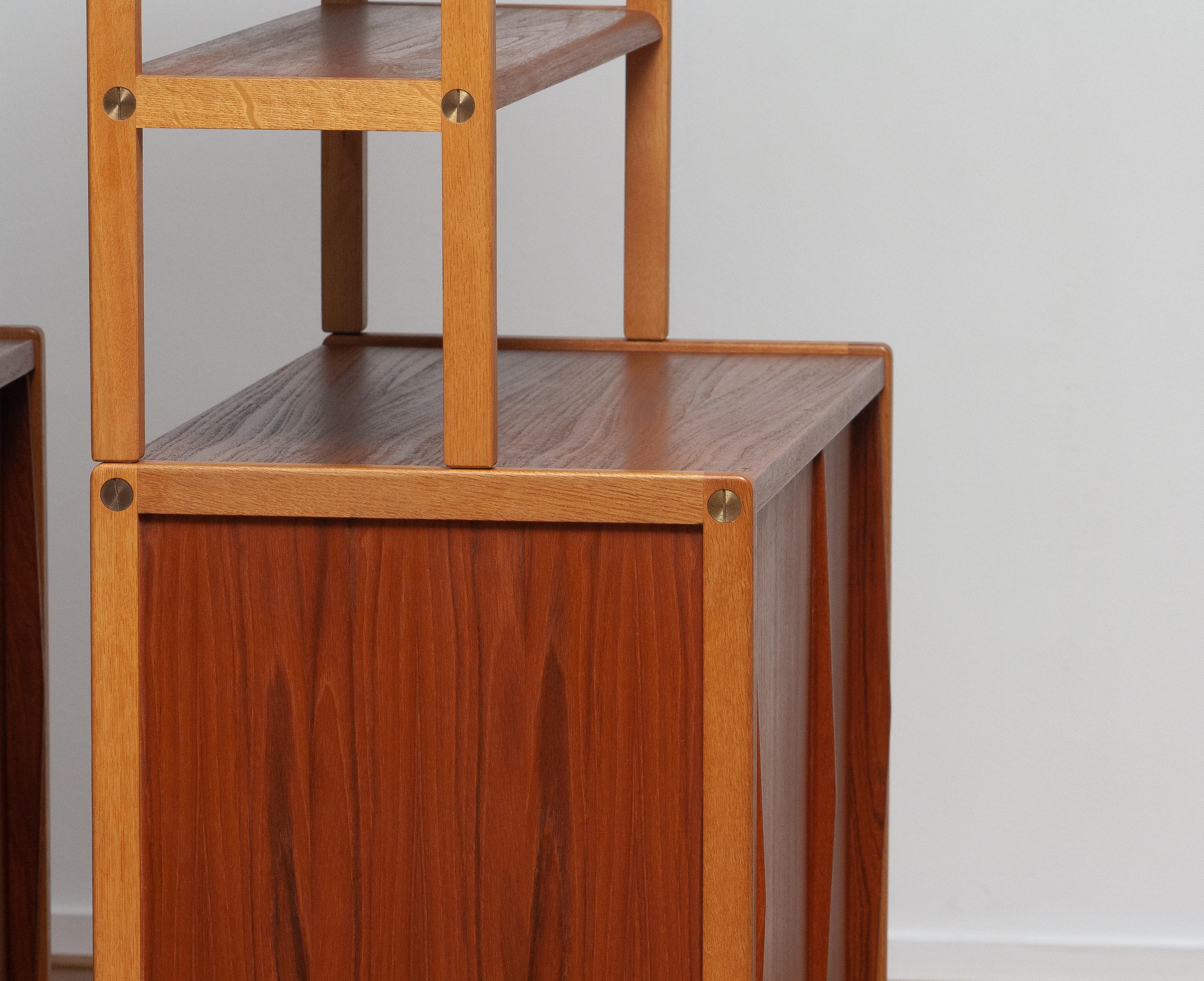 1960, Two Teak / Oak / Brass Bookcases by Bertil Fridhagen for Bodafors Sweden 9