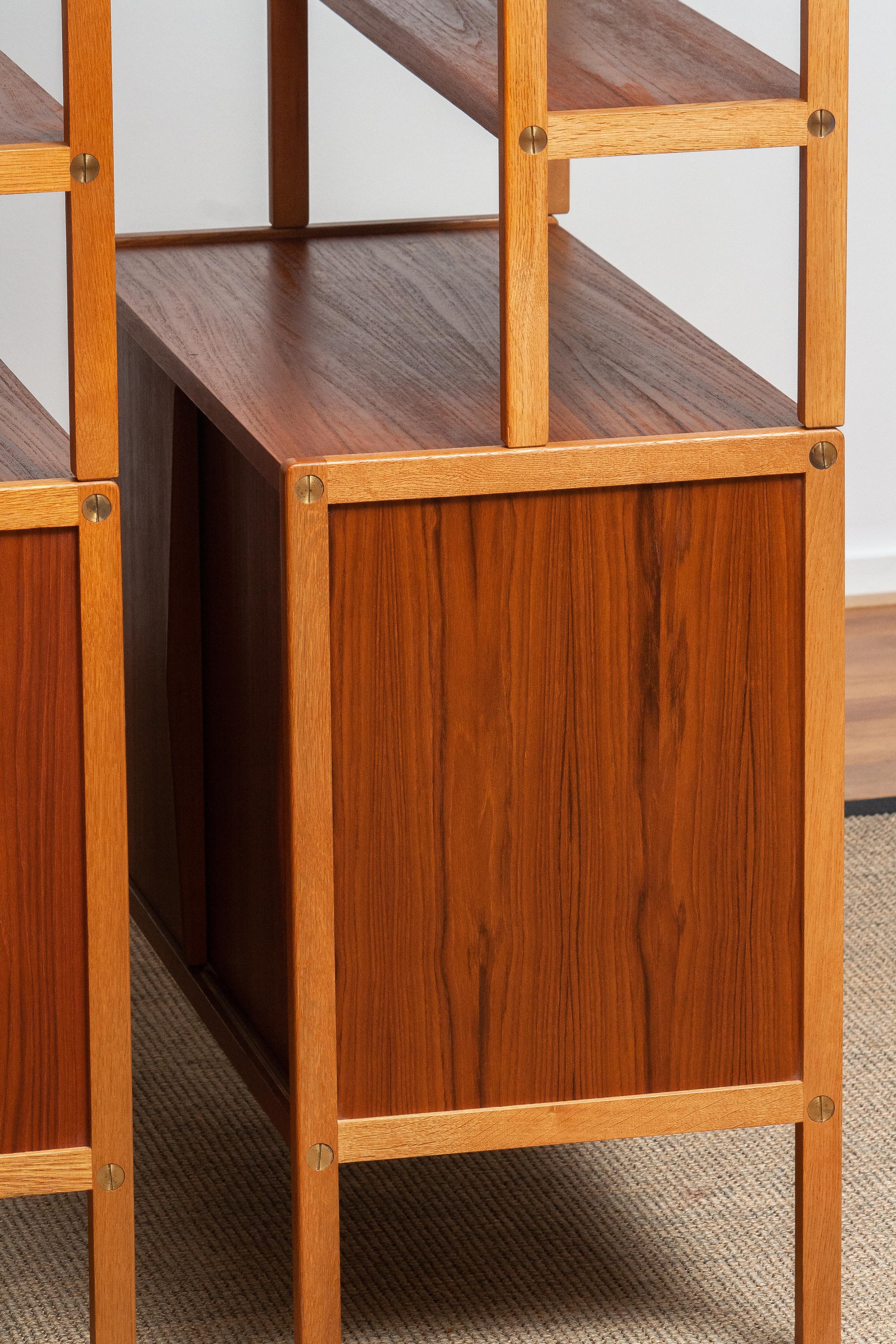 1960, Two Teak / Oak / Brass Bookcases by Bertil Fridhagen for Bodafors, Sweden 12