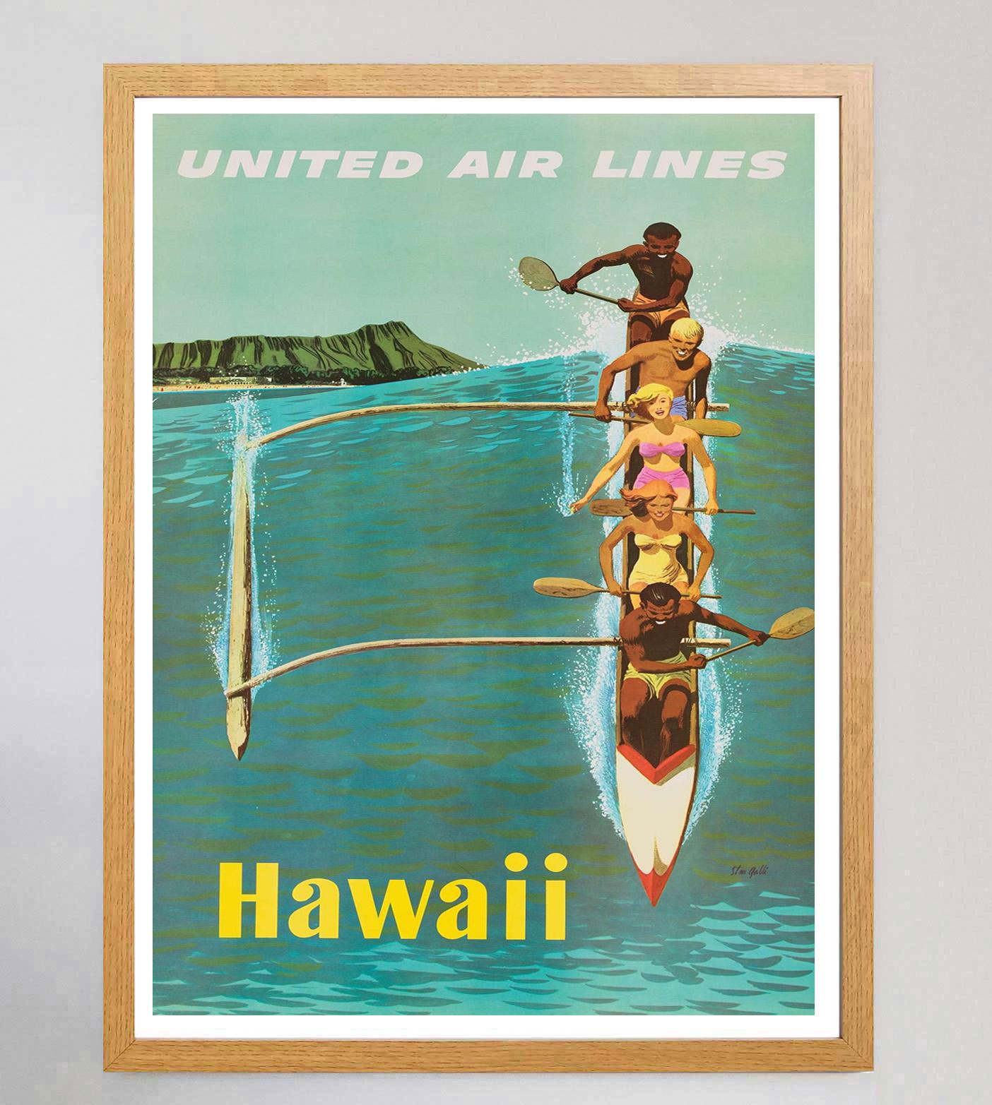 American 1960 United Airlines - Hawaii Original Vintage Poster For Sale