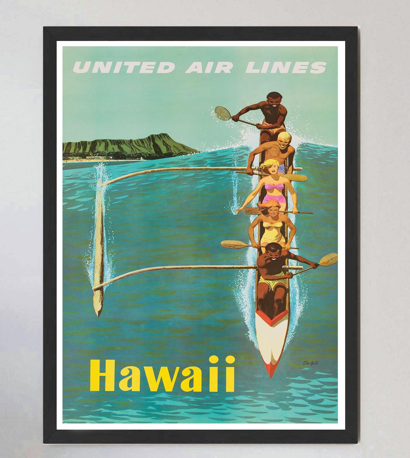 Mid-20th Century 1960 United Airlines - Hawaii Original Vintage Poster For Sale