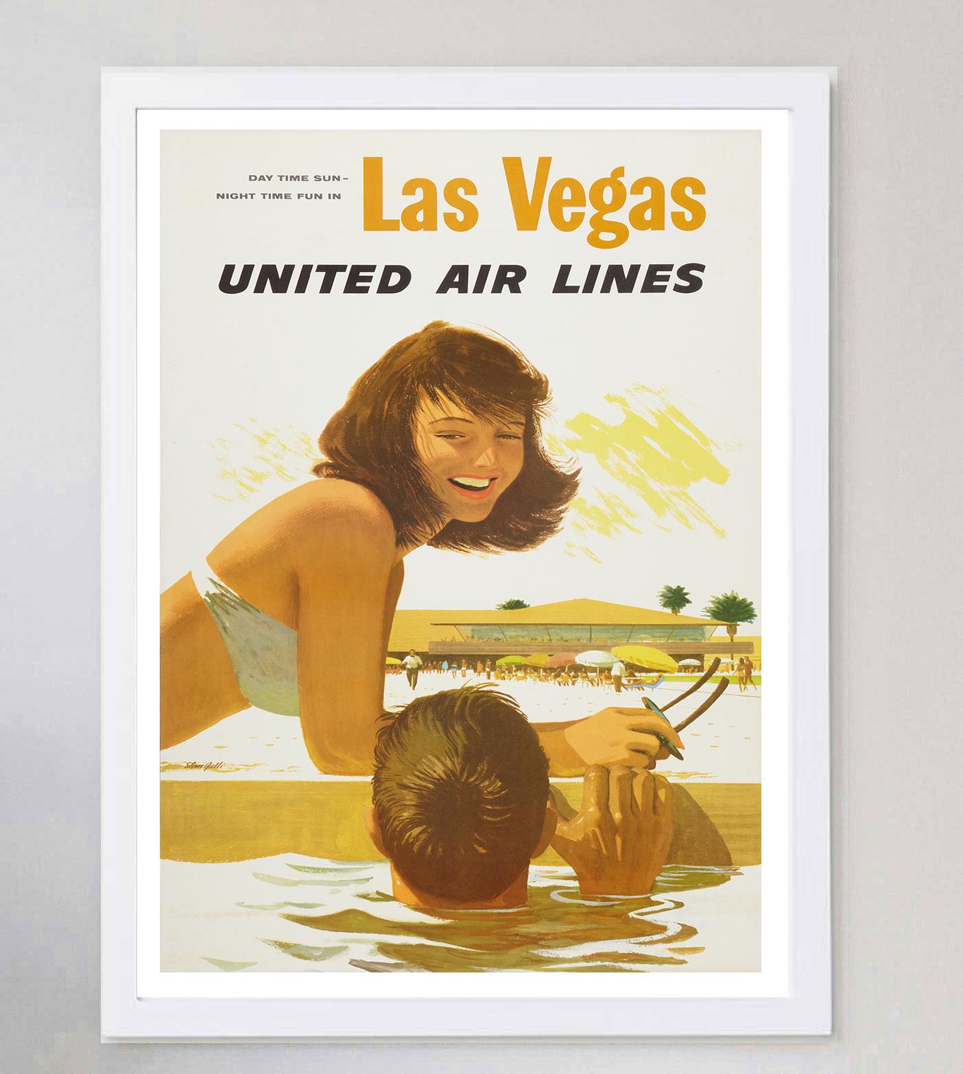 Mid-Century Modern 1960 United Airlines - Las Vegas Original Vintage Poster For Sale