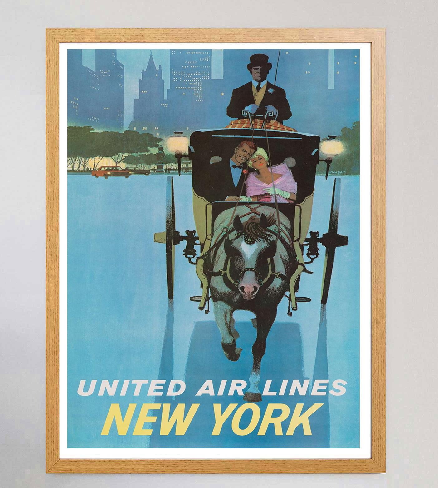 United Airlines – New York, Original-Vintage-Poster, 1960 (amerikanisch) im Angebot