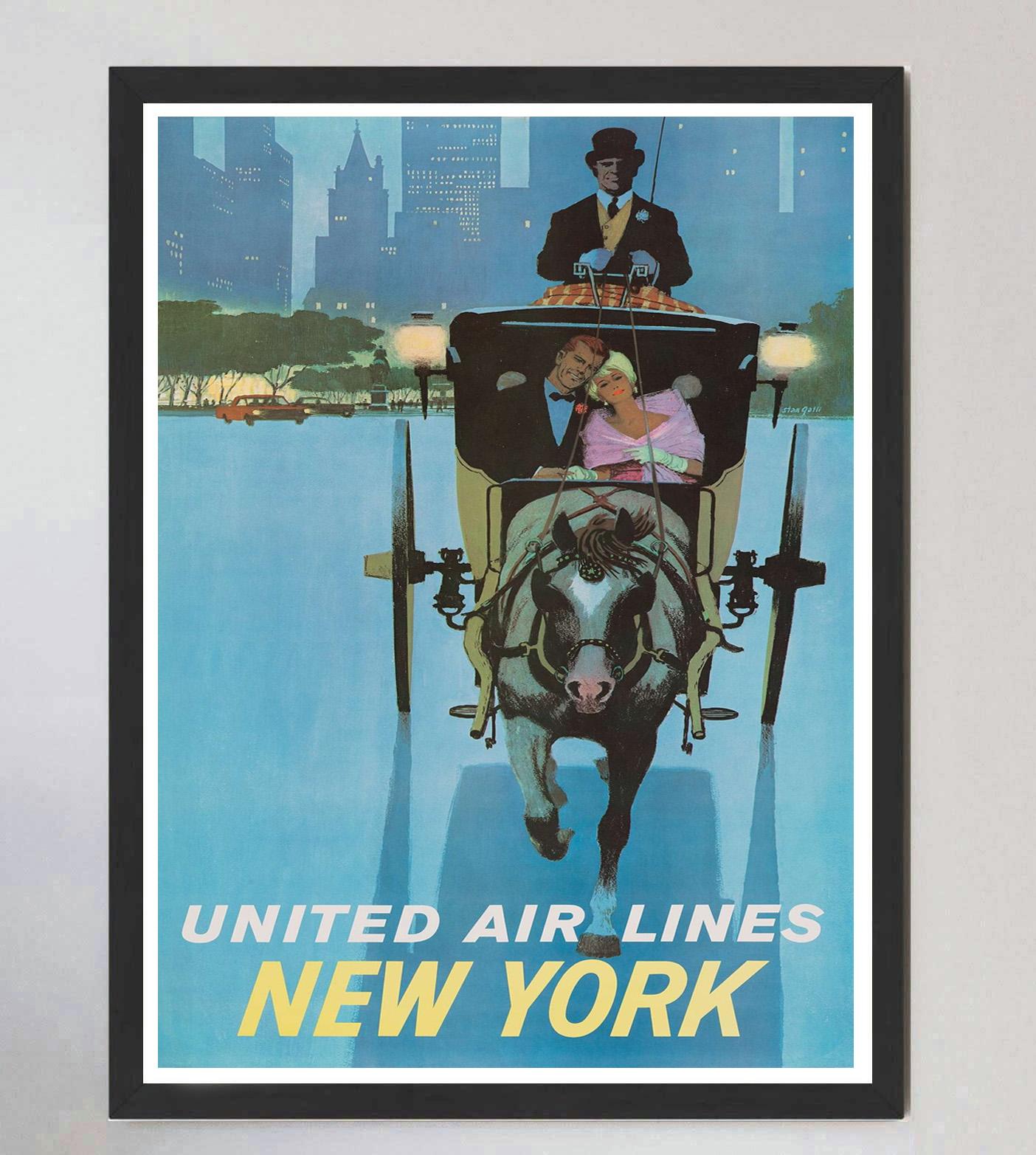 United Airlines – New York, Original-Vintage-Poster, 1960 (Mitte des 20. Jahrhunderts) im Angebot