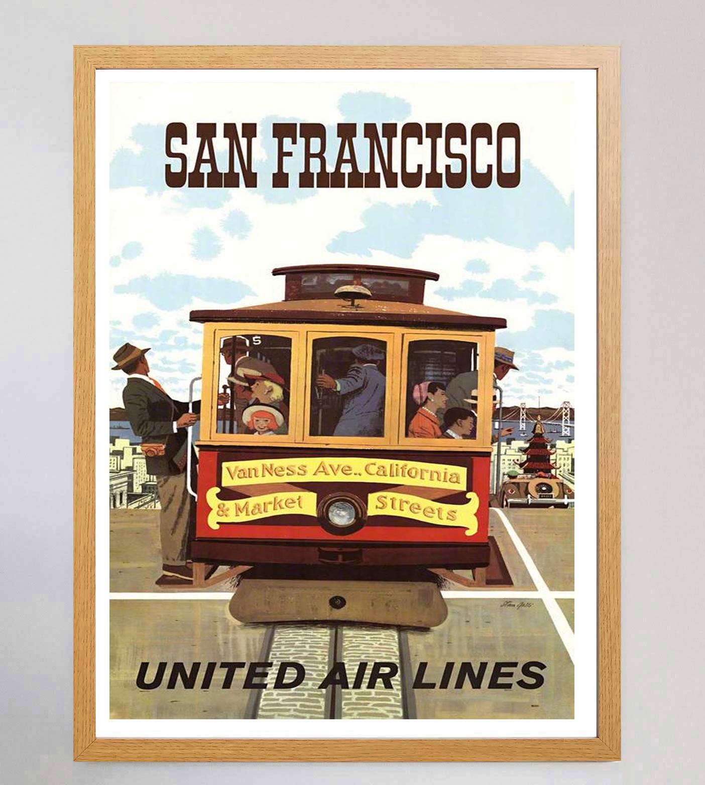 United Airlines – San Francisco, Original-Vintage-Poster, 1960 (amerikanisch) im Angebot