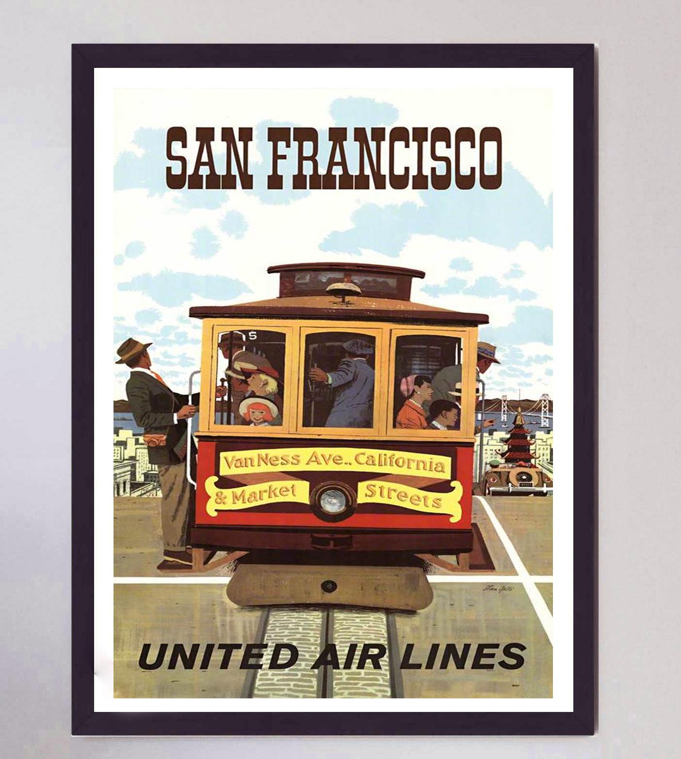United Airlines – San Francisco, Original-Vintage-Poster, 1960 (Mitte des 20. Jahrhunderts) im Angebot